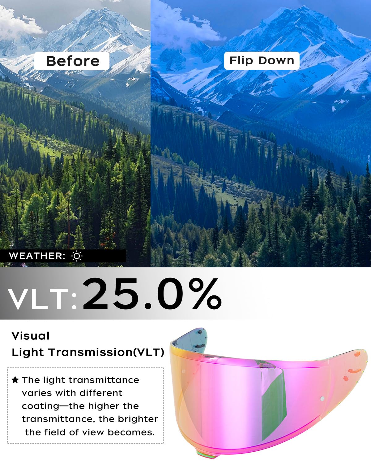 Soman RF-1400 Helmet Visor Shield, CWR-F2 Face Shield, Polycarbonate, Smoke Revo Purple-Red, Model Z8