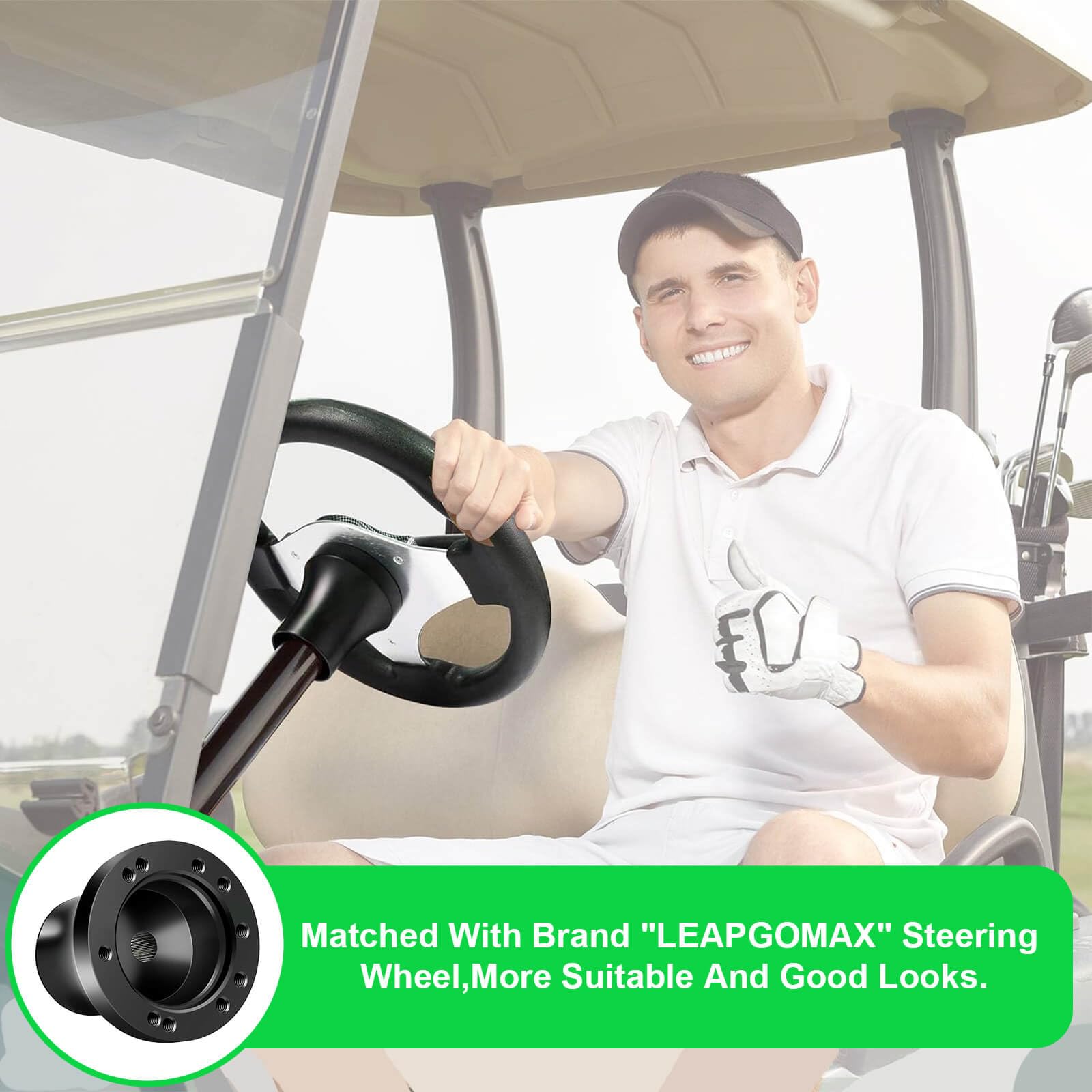 Leapgo Club Car Ds Golf Cart Steering Wheel Adapter Golf Steering Wheel Adapter For Club Car Ds Golf Cart Mounting Adapter(Black