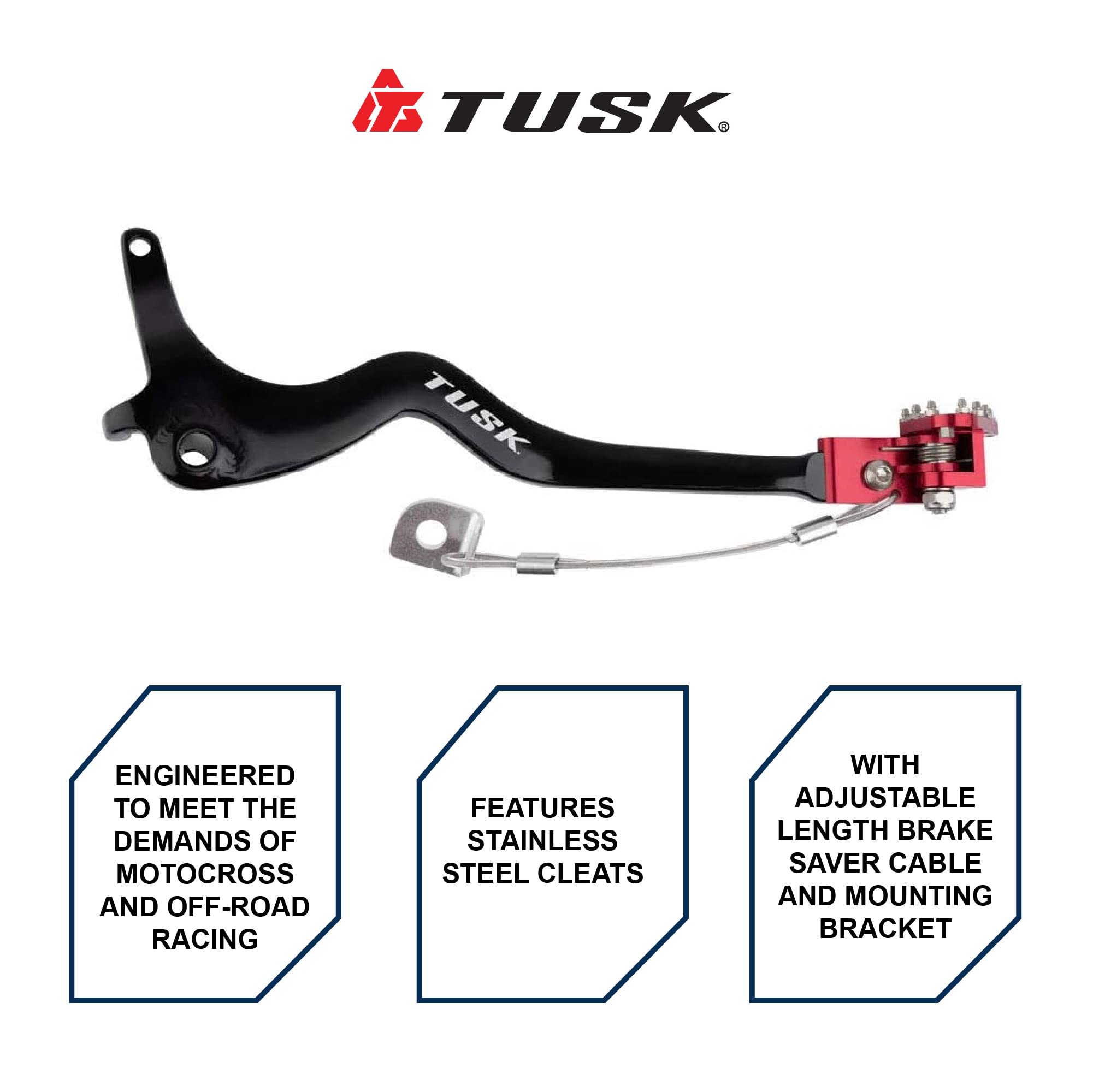 Tusk Aluminum Brake Pedal Red Tip - Fits: Honda Crf150F 2006-2009,2012-2016