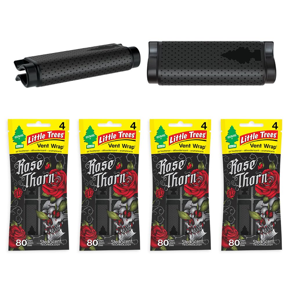 Little Trees Car Air Freshener | Vent Wrap Provides Long-Lasting Scent, Invisibly Fresh! | Rose Thorn, 16 Air Fresheners