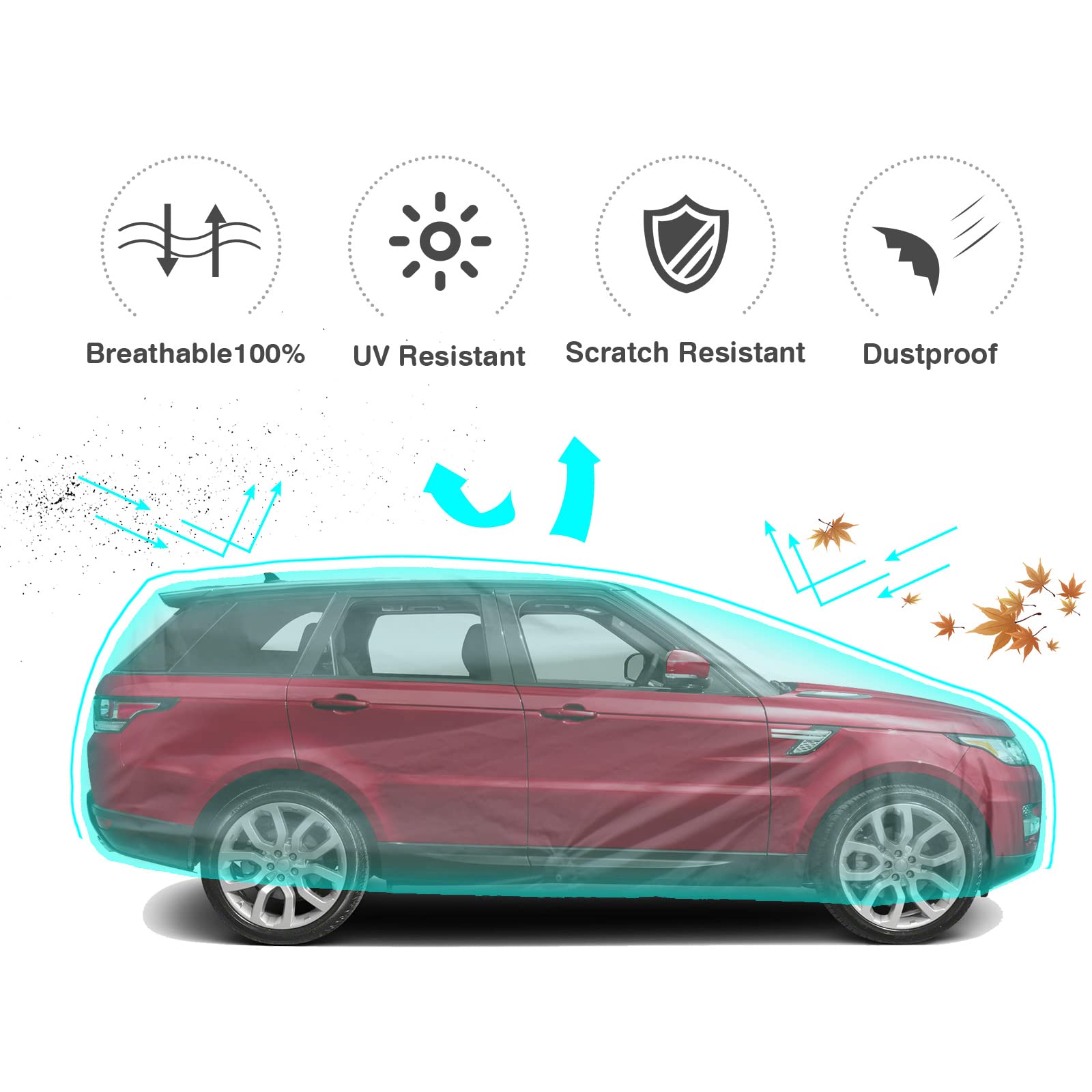 Leader Accessories Suv Car Covers For Automobiles All-Weather Limited Waterproof, Breathable Full-Exterior Covers For Indoor And Outdoor Use, Fits 207-230