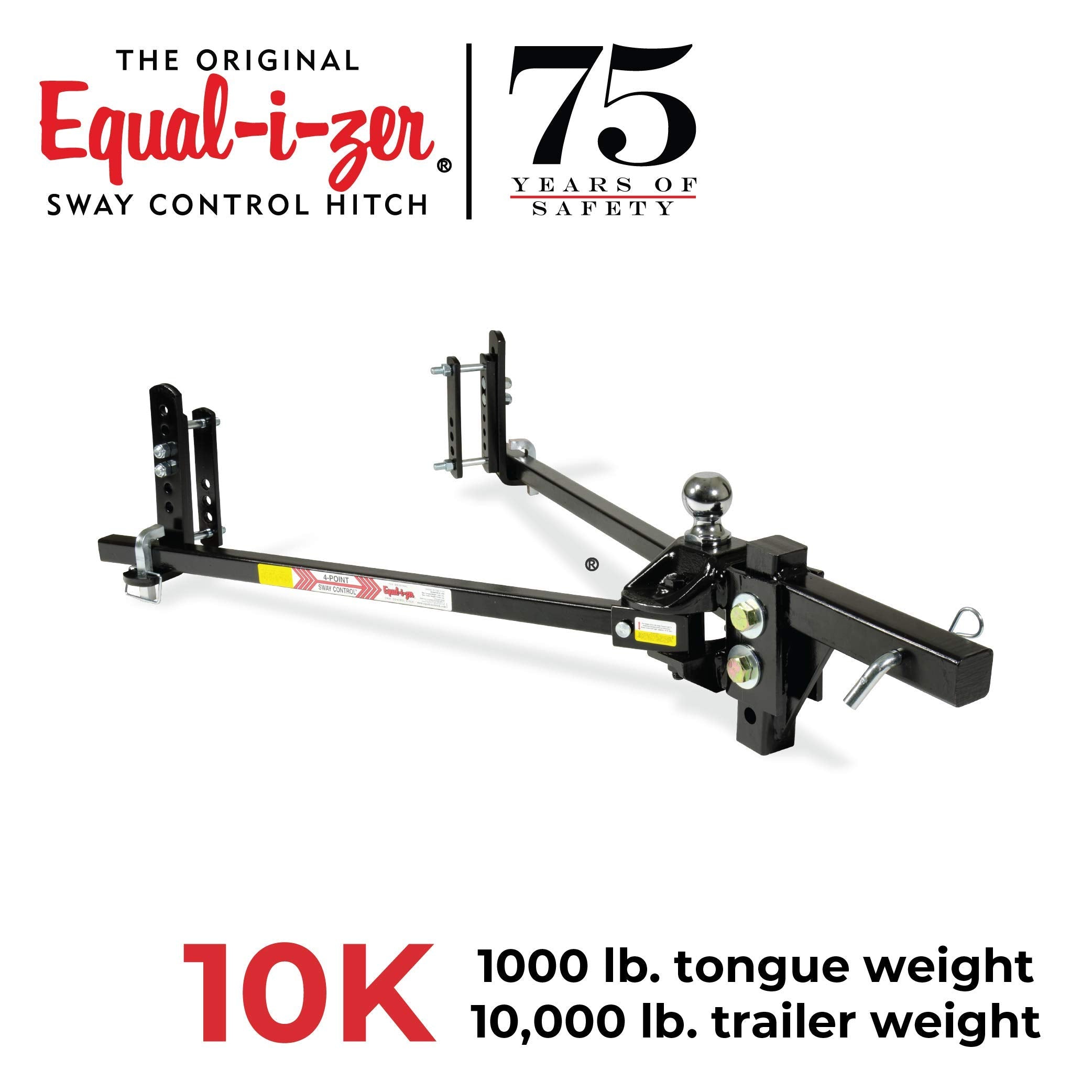 Equal-i-zer 4-Point Sway Control Hitch, 10K lbs Rating, 1K lbs Tongue Weight, Model 90-00-1069, Alloy Steel, Includes