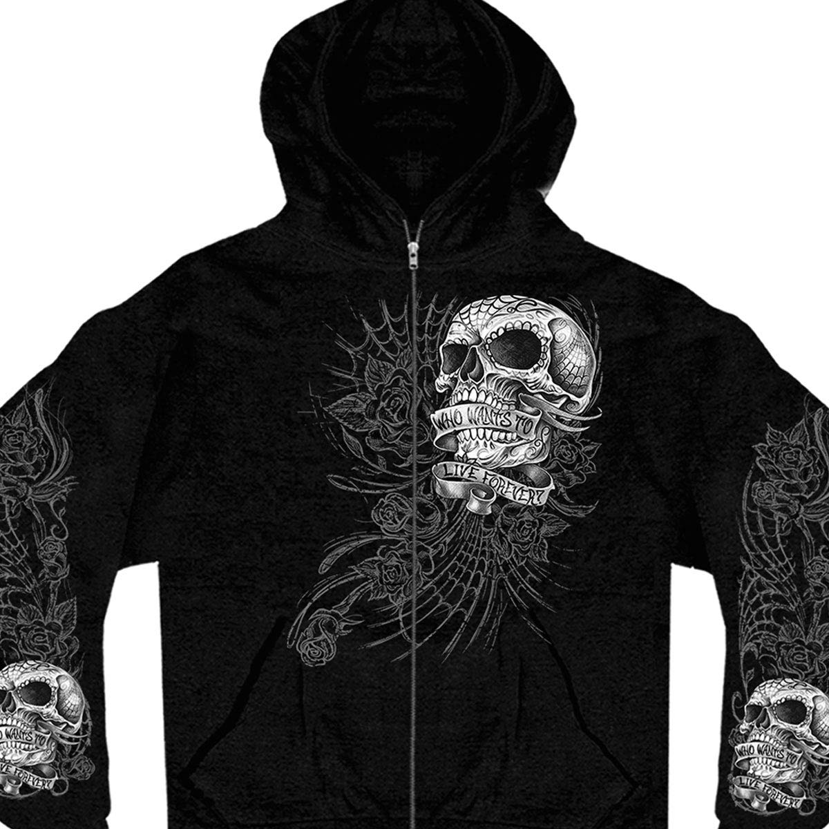 Hot Leathers Mens Motorcycle Gmz4356 Men S Sweet Demise Black Hoodie, Black, X-Large Us