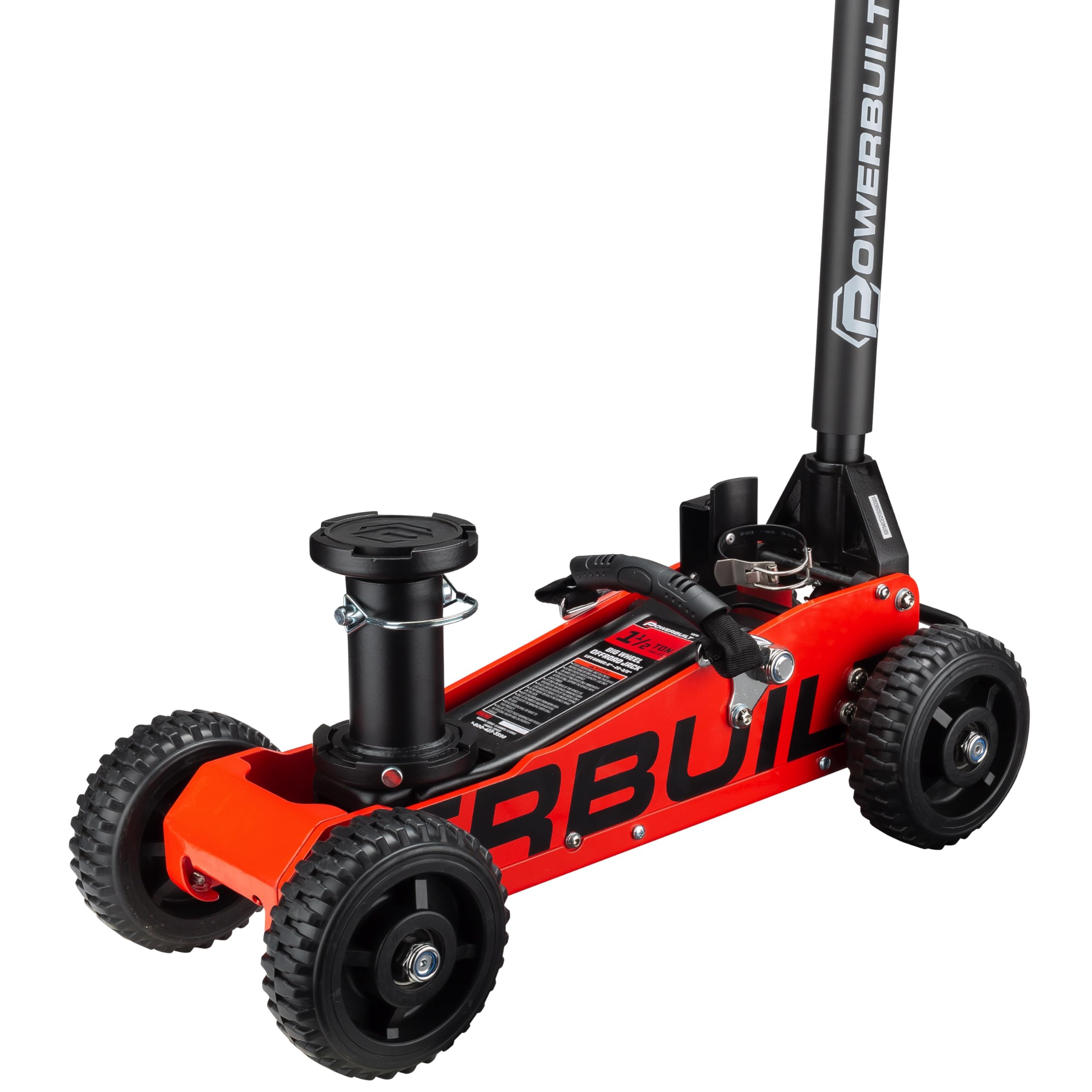 Powerbuilt 1.5 Ton Big Wheel Off Road Jack, Vehicle Lift for Trucks, SUVs, ATVs Offroad Vehicles, Oversized Wheels for Rugged Te