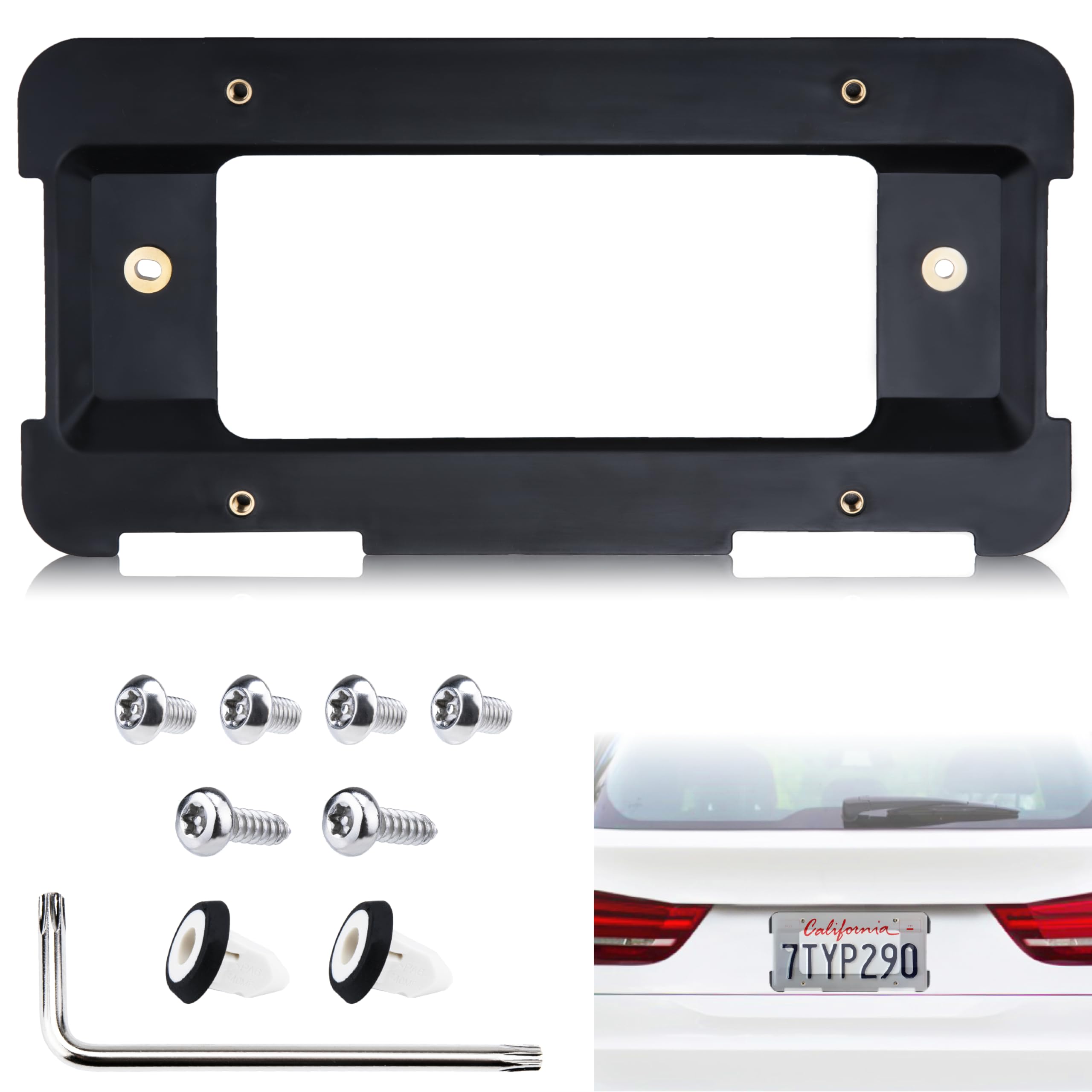 Rear License Plate Frame Bracket, Car License Plate Holder Mounting Kit, Compatible for BMW 1/2/3/4/5/6 Series, 328i 323i 528i M