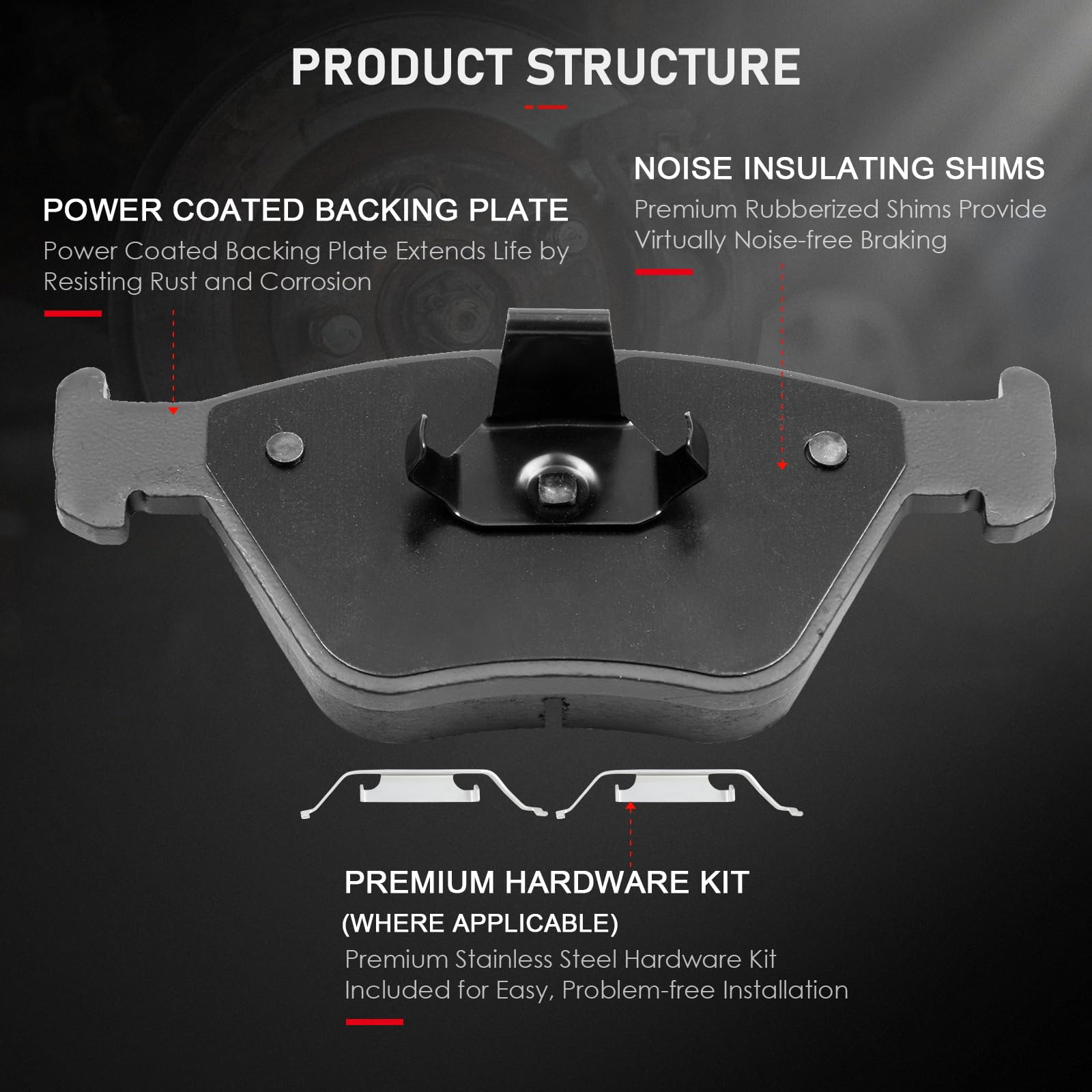 Cciyu D946 Front Ceramic Disc Brake Pads Kit - Bmw 330Ci, 330I, 330Xi, M3, X3, Z4 4Pcs