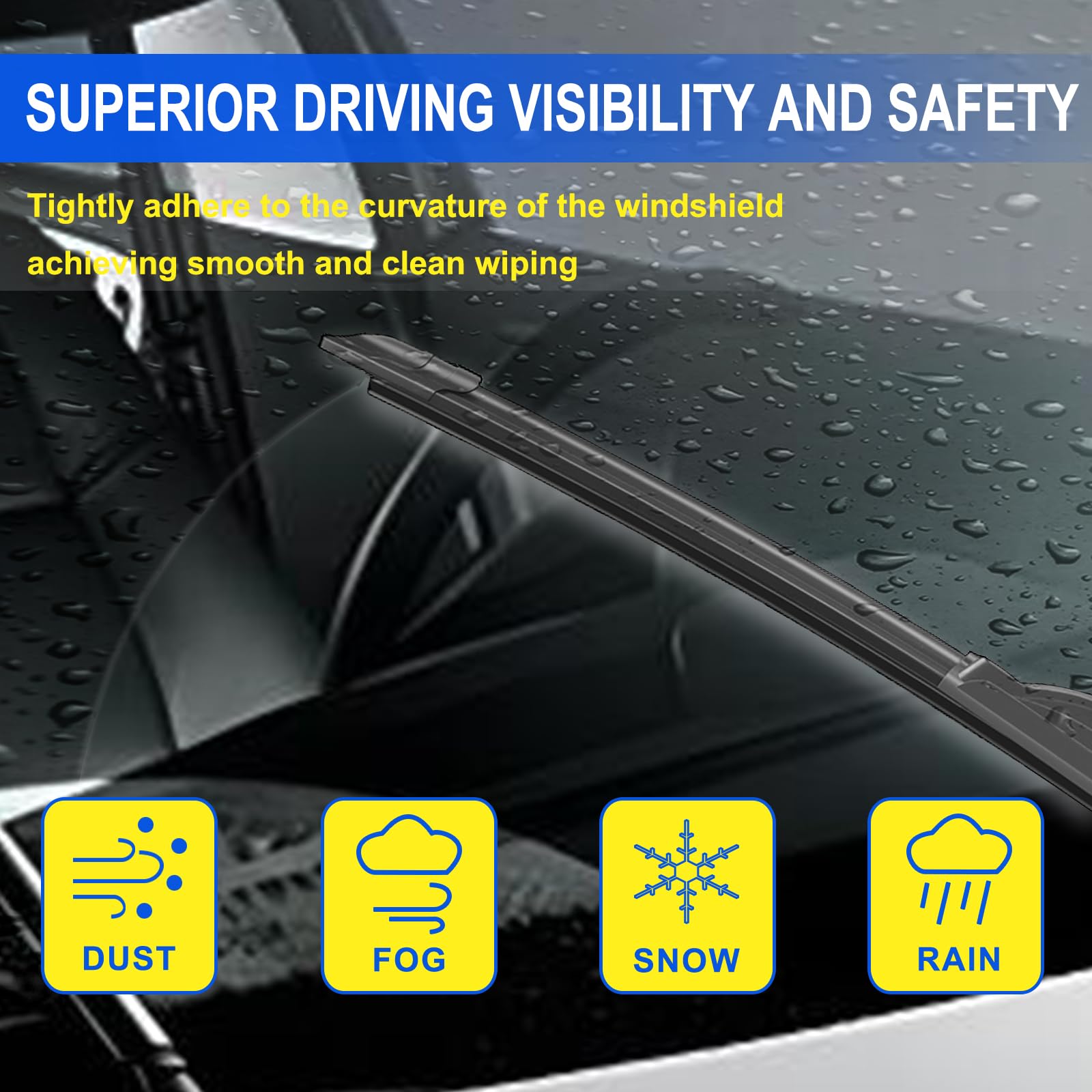 Oem Quality 26'' + 19'' Premium All-Seasons Durable Stable And Quiet Windshield Wiper Blades-J Hook Wipers(Set Of 2)
