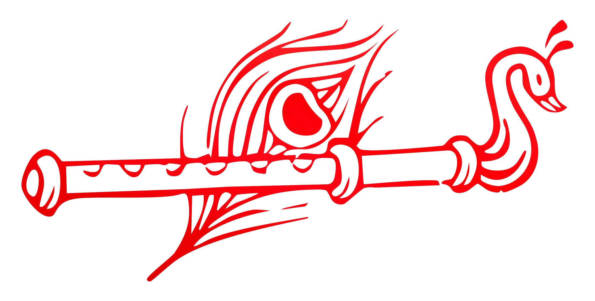 Decalbazaar Krishna Flute Wall Car Glass Glossy Vinyl Sticker 7 X 3.5 Inches Red