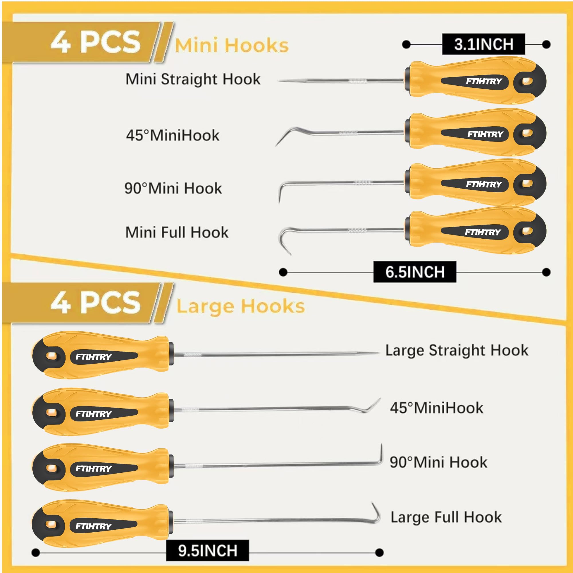 Ftihtry 8Pcs Pick And Hook Set, Precision Automotive Hook Set, Car Auto Oil Seal/O-Ring Seal Gasket Mini Precision Hooks Puller