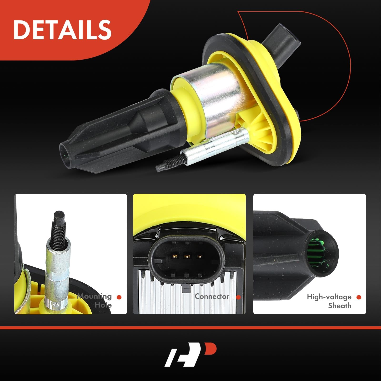 A-Premium (Yellow) Engine Ignition Coil Pack Compatible With Chevrolet Trailblazer, Trailblazer Ext & Gmc Envoy, Envoy Xl & Buic