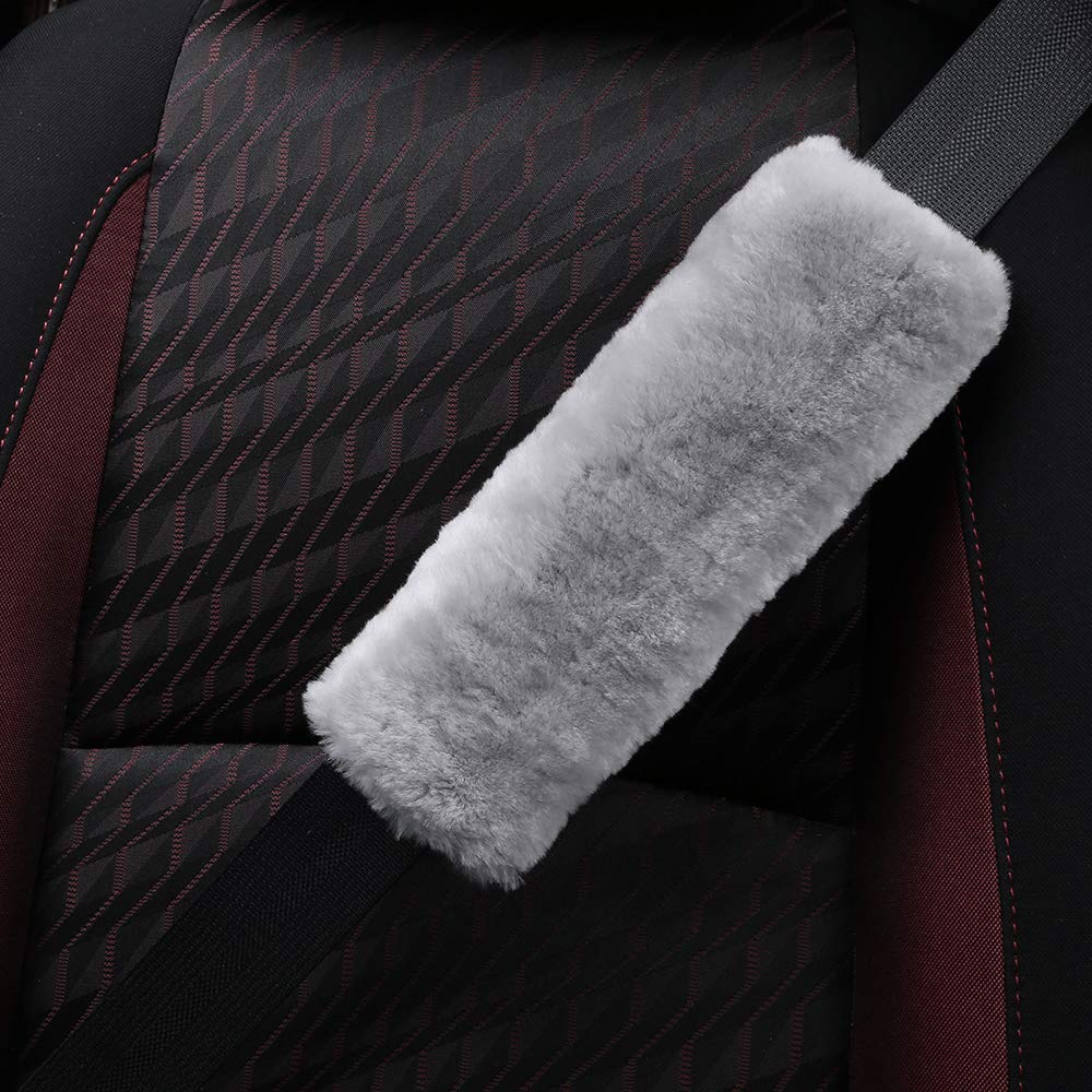 Ogland Authentic Sheepskin Car Seat Belt Pad,2 Pack Soft Seat Belt Cover For Shoulder Pad Neck Cushion Protector Car Accessories