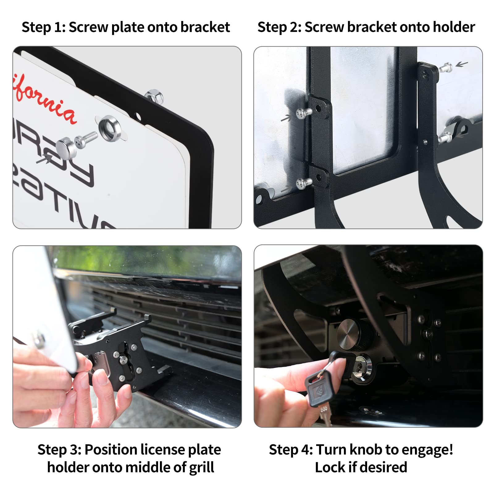 The Original Lockable License Plate Holder For 2017-2023 Tesla Model 3, Front License Plate Bracket Mounting Kit With Anti-Theft