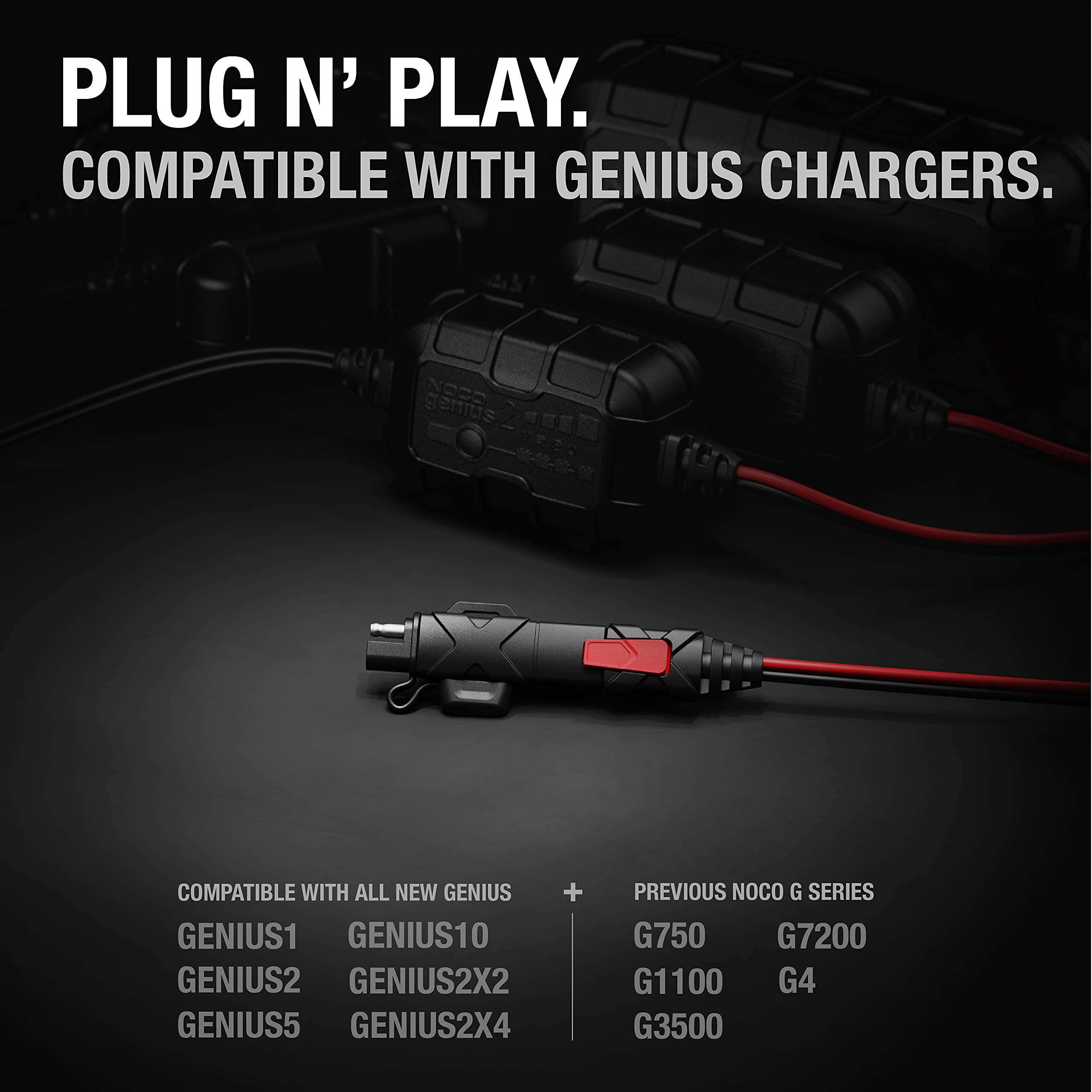 NOCO GC009 X-Connect SAE Adapter for Genius Smart Battery Chargers - Black, One Size, Durable Blend Material