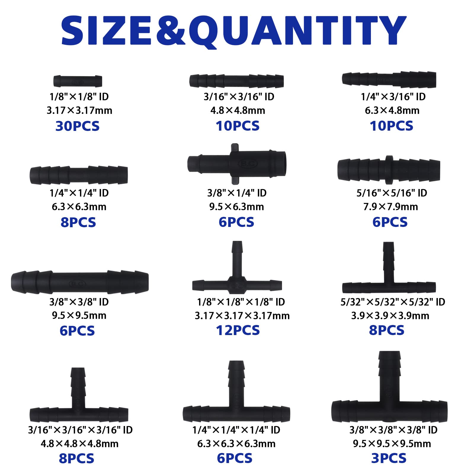 Vacuum Connector Assortment 113 Pcs Heat Resistance 240?(460?)Automotive Vacuum Tubing Connector Vacuum Tee Connector Assortment