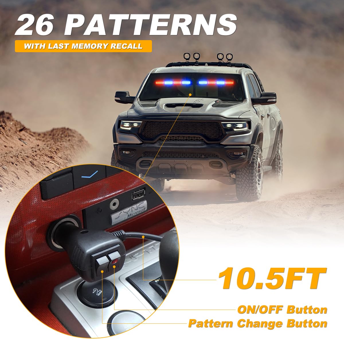 Lrter 2X17.7 Traffic Advisor Light Bar Emergency Warning Flashing Safety Interior Windshield Strobe Lights For Construction Vehi