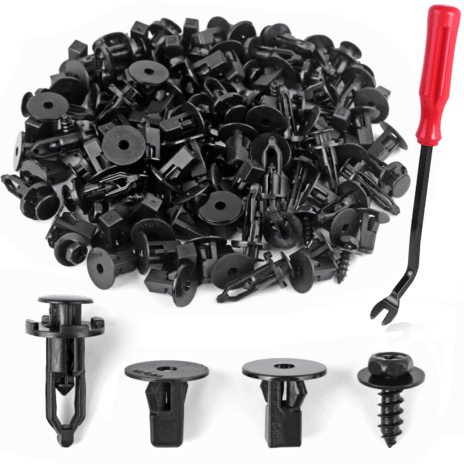 UNIGT 4 in 1 Body Bumper Screw Bolt 90159-60498 with 52161-16010 Fender Liner Clips Compatible with Toyota Lexus Wheel Well Line