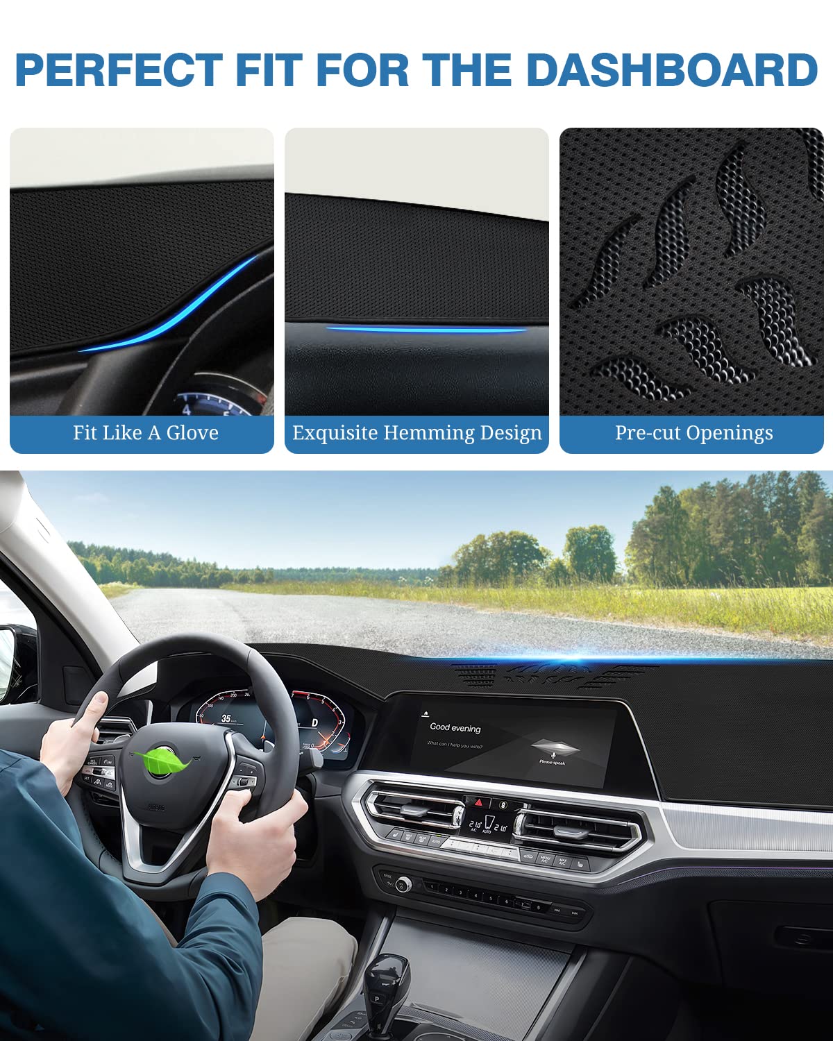 FIILINES Dash Cover for 2019-2022 BMW X5/X7, Nonslip Mesh Protector, Sunshade, Model FIILINES0713