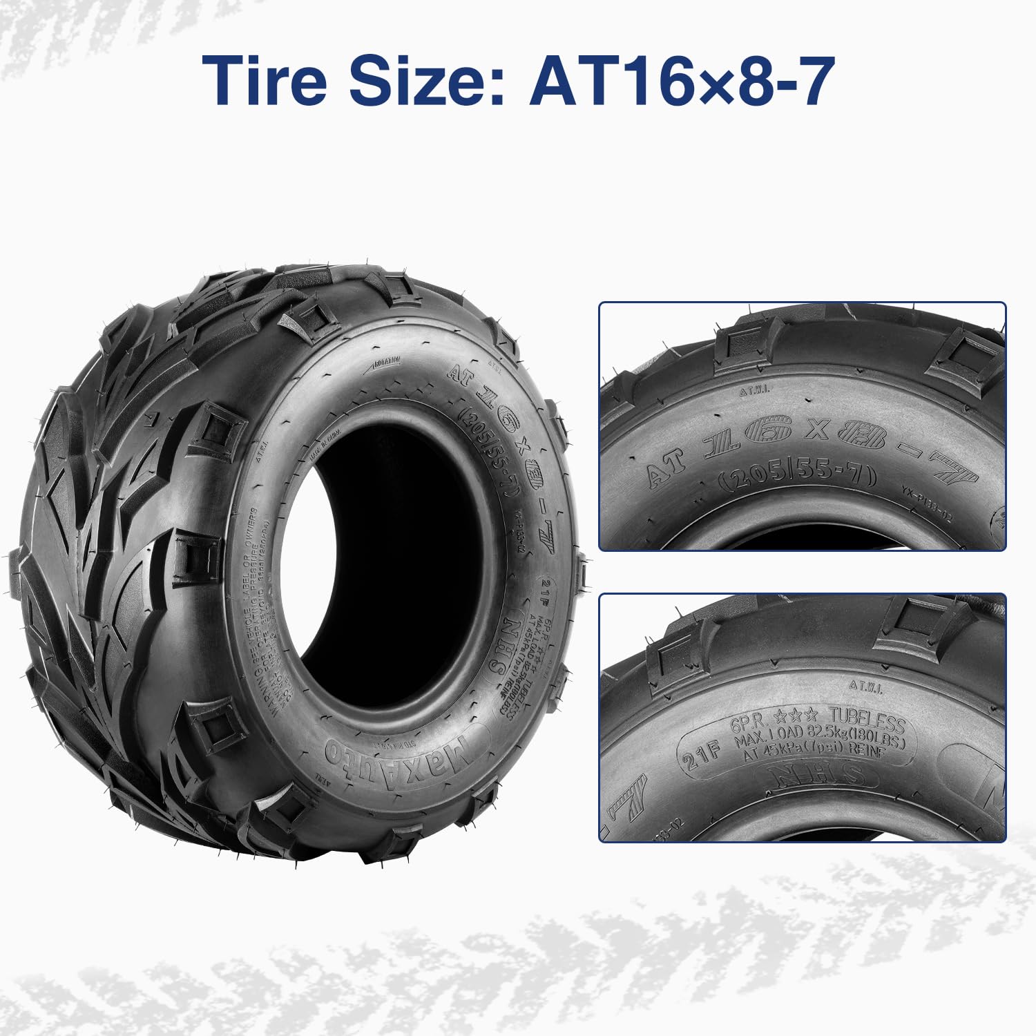 Maxauto 16X8-7 Atv Tires 16X8X7 Go-Kart Quad Tires,6 Pr Tubeless All Terrain Utv Tire, 2 Pack