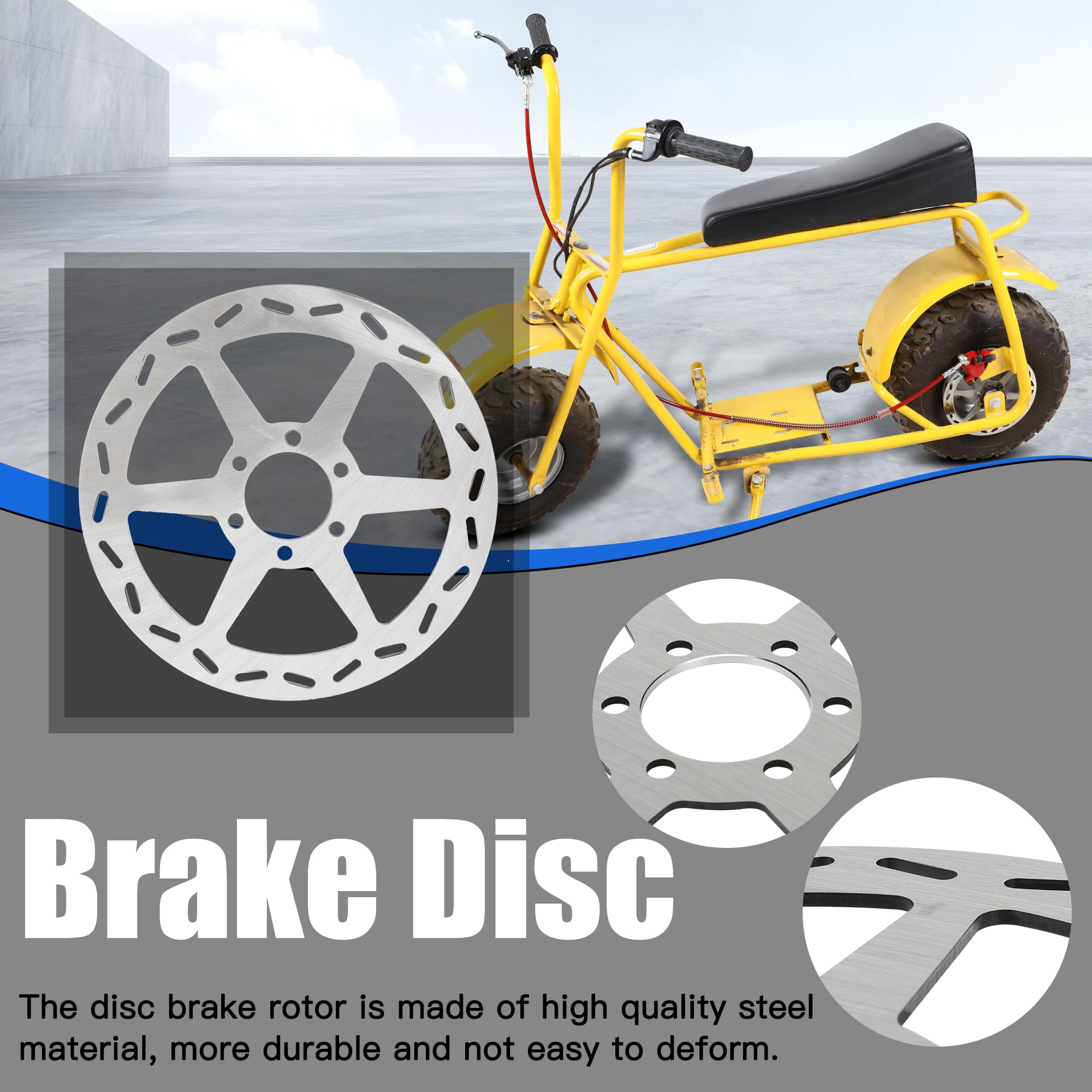 YOXUFA 180mm Mini Bike Disc Brake Rotor with Pads for Baja Doodle Bug DB30 CT100U CC100X 97cc 98cc 100cc Engine Motovox Mbx10 MB