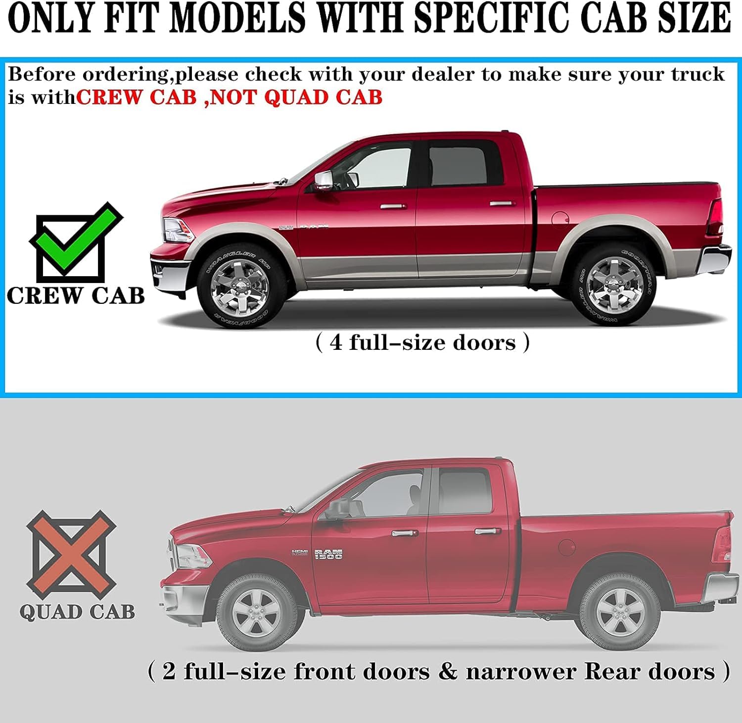 Comnova 6.5 Inches Side Steps Running Boards Compatible With 2019-2025 Dodge Ram 1500 (Excl. Classic/2500/3500) Crew Cab With 4