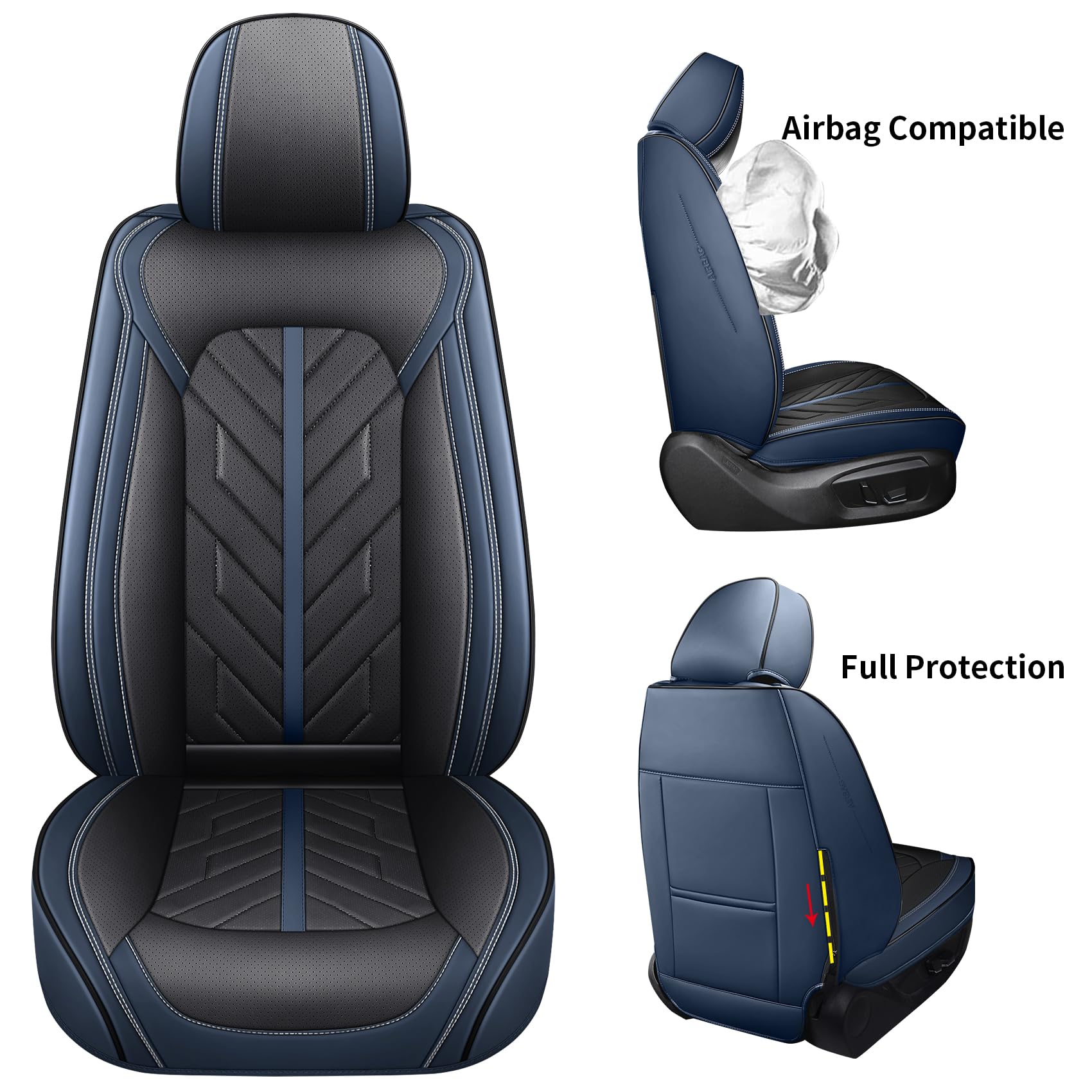 Tomatoman Front Seat Covers,Universal Waterproof Leather Car Seat Full Coverage Protectors Automotive Vehicle Cushion Fit for Mo
