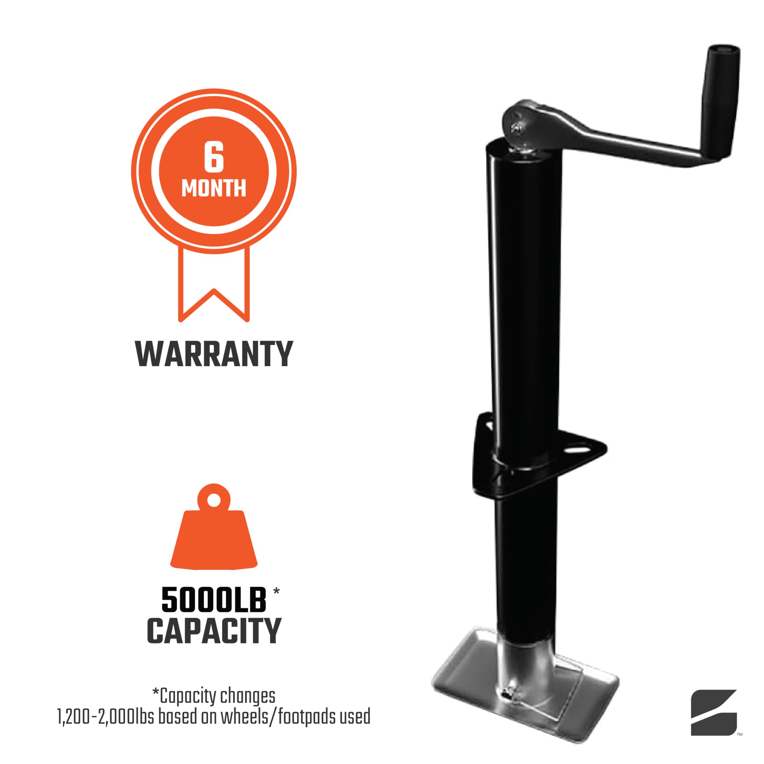 Bastion Distribution Top-Wind A-Frame Trailer Jack With A Rectangular Footpad | 5000Lb Capacity A-Frame | Great For Trailers, Bo
