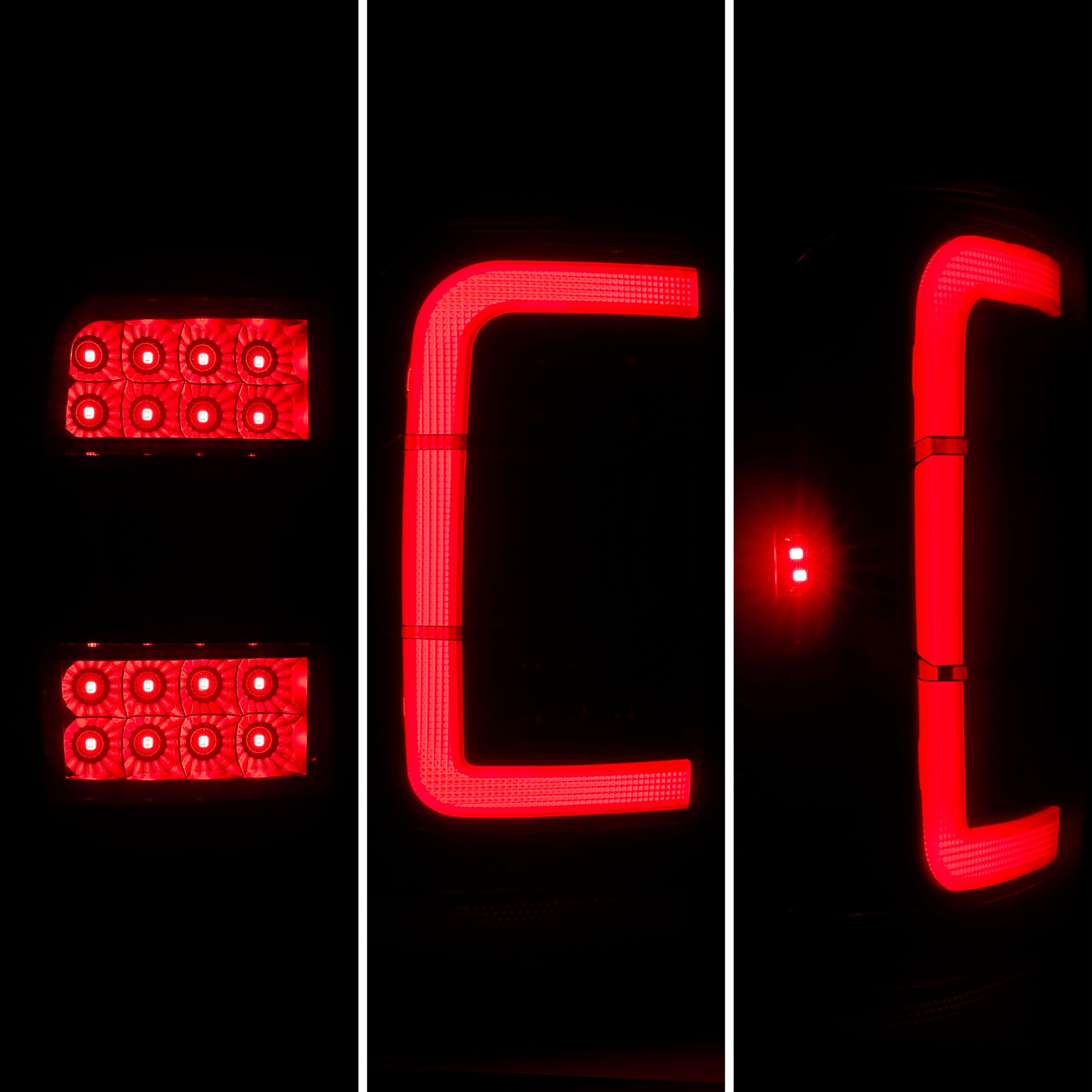 Hecasa Tail Lights Compatible With 2001-2011 Ford Ranger C-Type Led Tube Rear Brake Tail Lamps Assembly Driver And Passenger Side (Smoke Lens Black Housing)