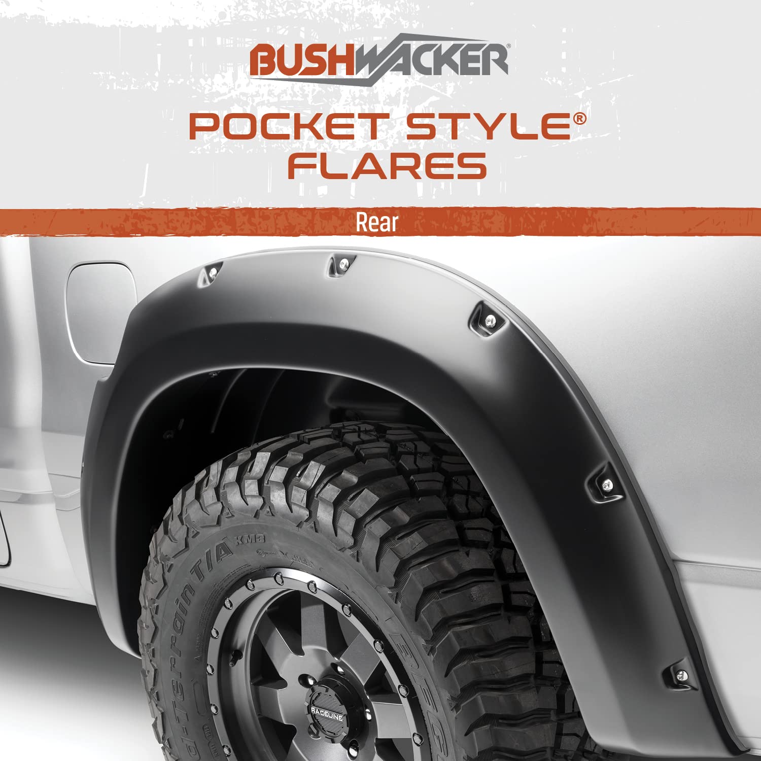 Bushwacker 30040-02 Black Pocket/Rivet Style Smooth Finish Rear Fender Flares For 2014-2021 Toyota Tundra