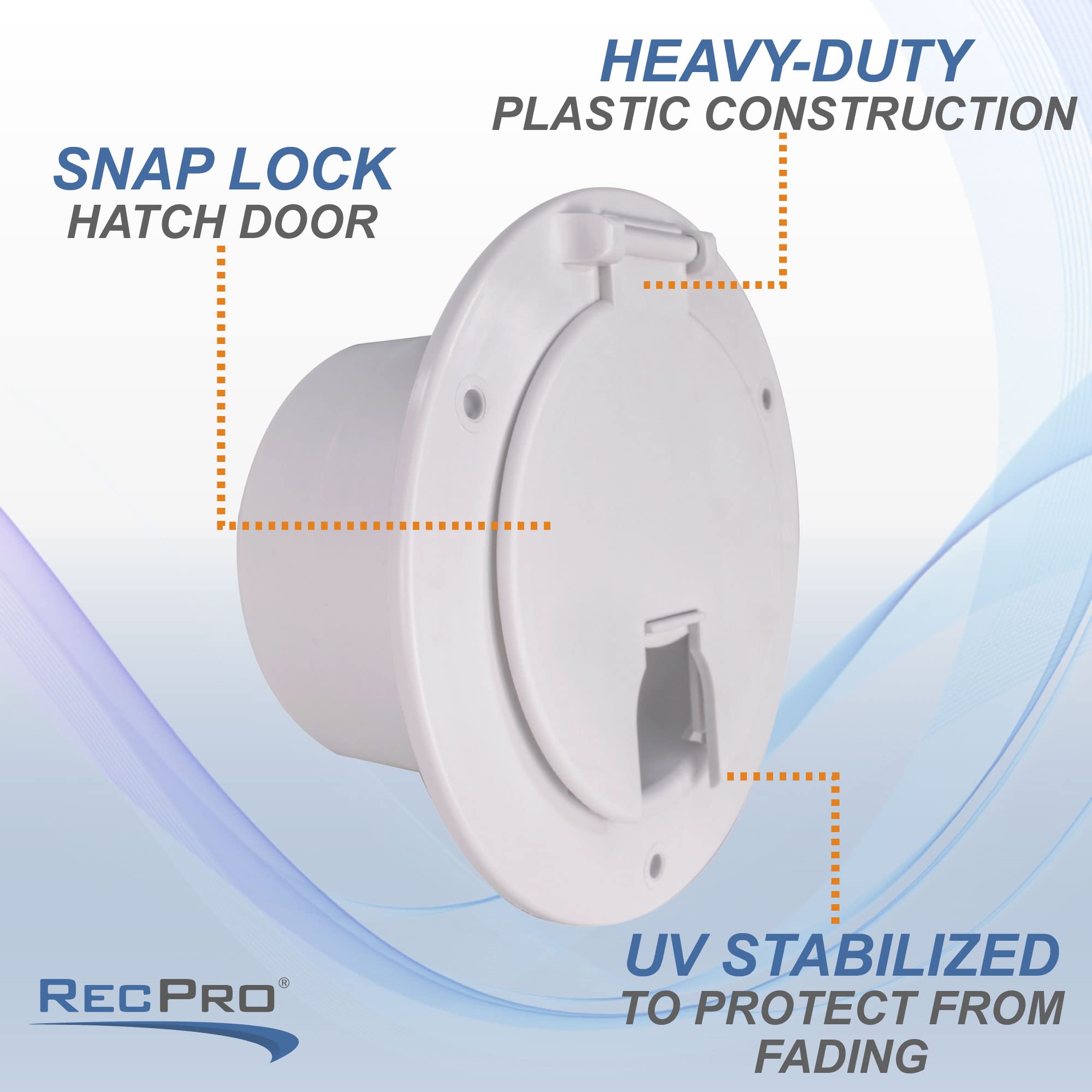 RecPro RV Power Cord Hatch Cover - White, Model 5412, Made in America