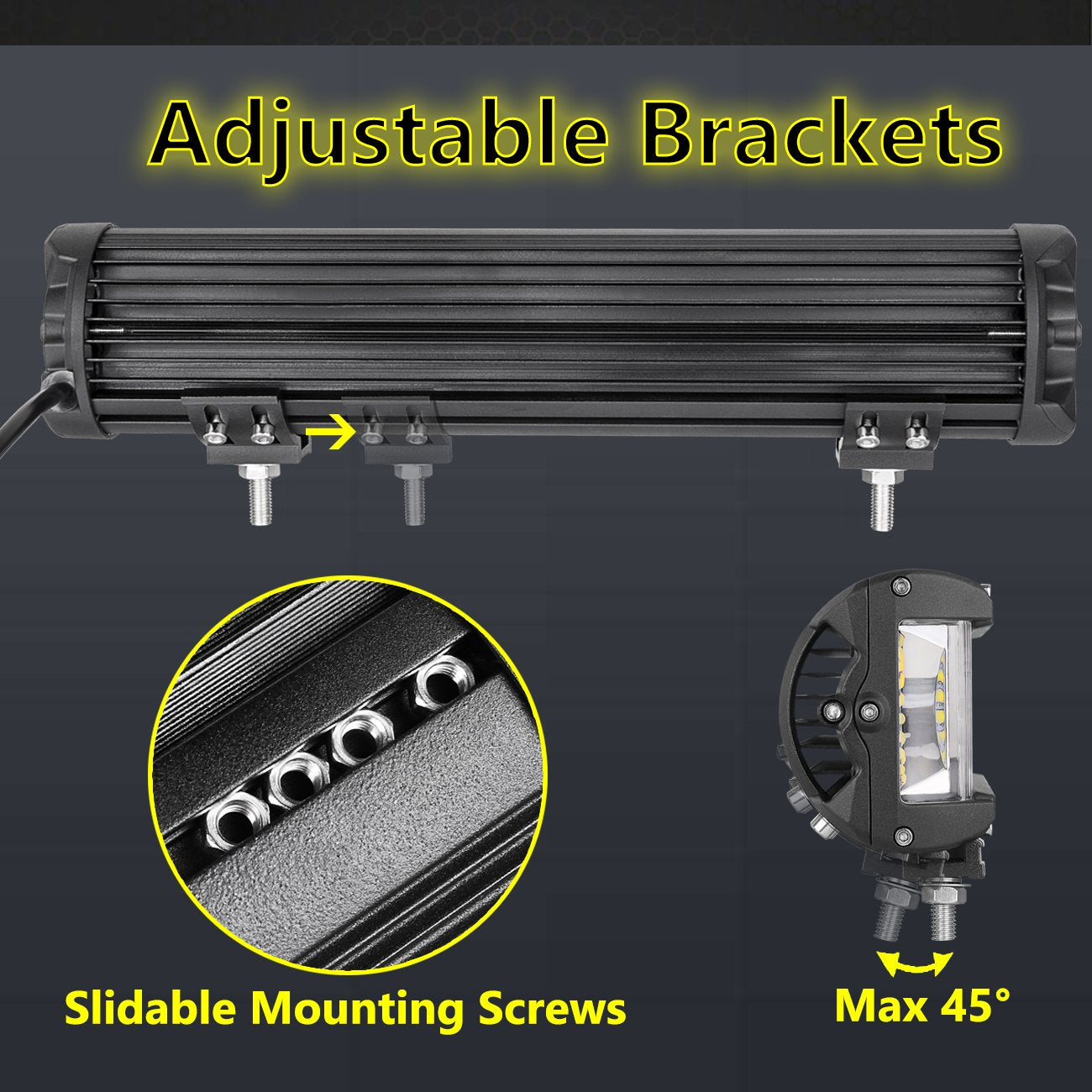 Muto-Beam Side Shooter Led Light Bar, 20 Inch 320W Quad Row Light Bar Led Fog Lamp Off Road Driving Spot Flood Combo Work Lamp F