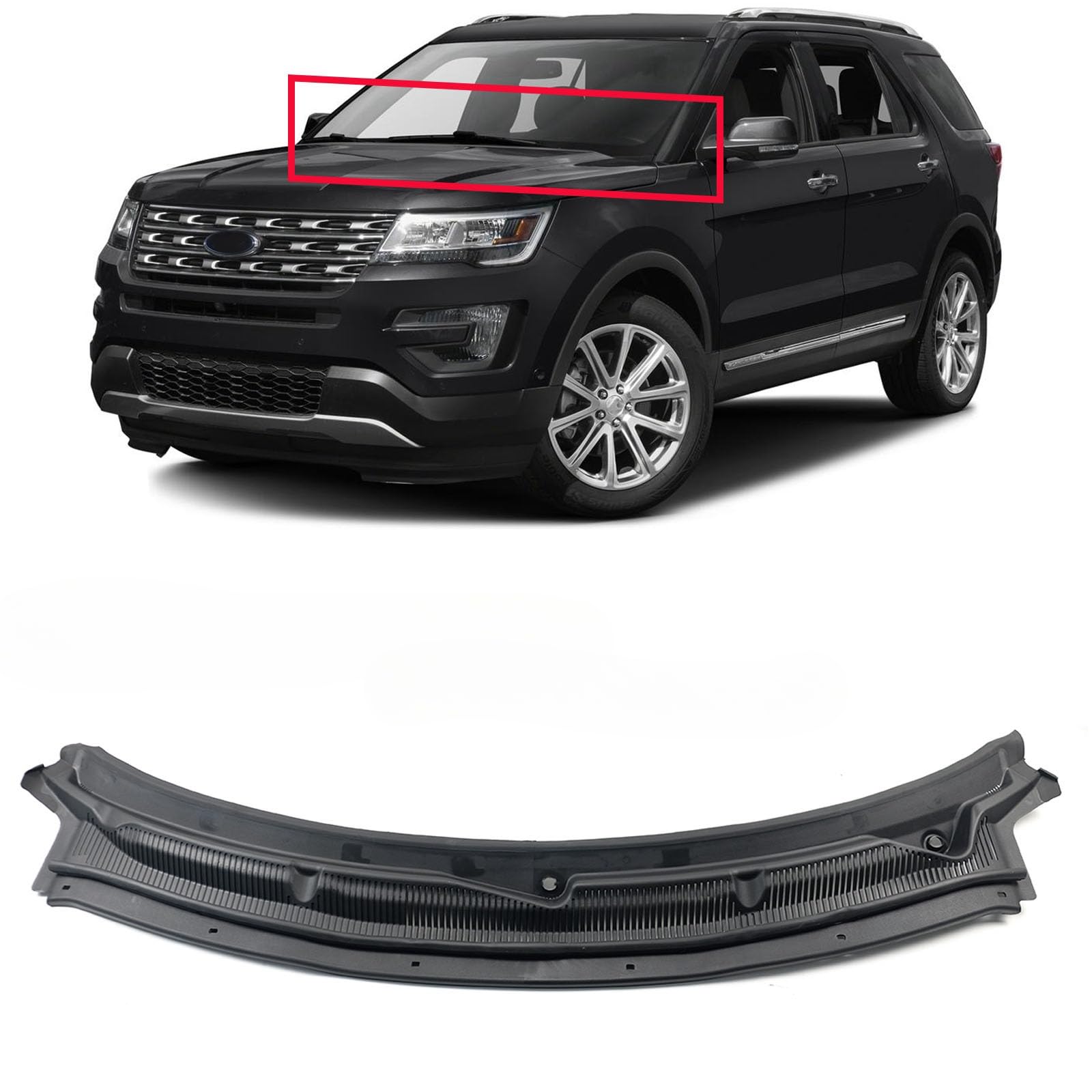 Windshield Cowl Grille Top Panel Compatible with Ford Explorer Base 3.5 3.7 2.0L 2011-2019 Replace BB5Z-78022A68-AA BB5Z78022A68