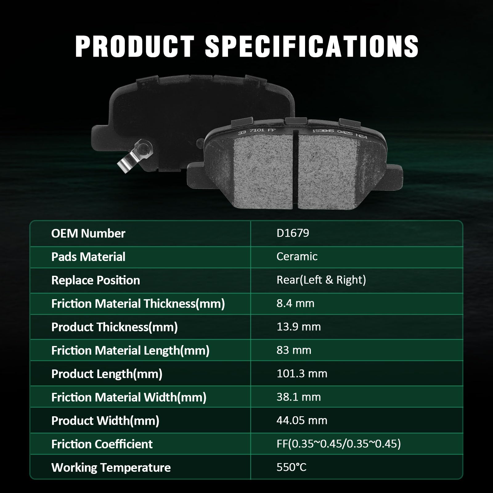 Automuto 8Pcs Front & Rear Ceramic Disc Brake Pads Set D1759 D1679 For Mazda 3 2014-2016,For Mazda 3 Sport 2014