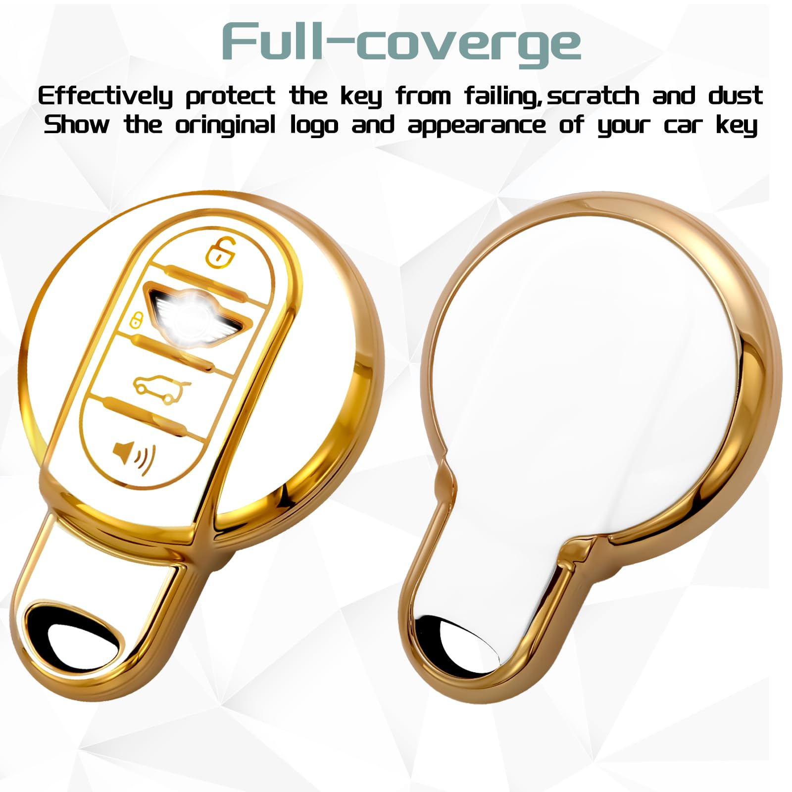 keycov Key Fob Cover for Mini Cooper, Thermoplastic, White, Compatible with Clubman & Countryman, F54 F55 F56 F57 F60
