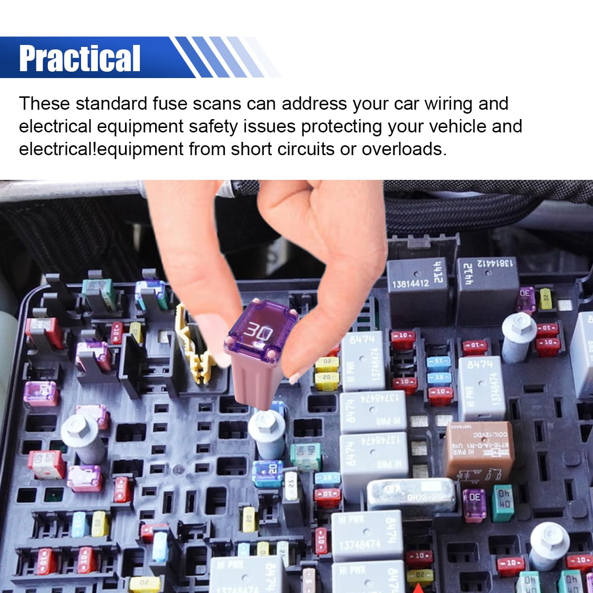 smilfuy 30A Car Micro Cartridge Fuses, Colorful Slow Blow FMM Mcase Type, 10PCS Automotive Low Profile Mini Jcase Fuse for Cars, Trucks, SUVs