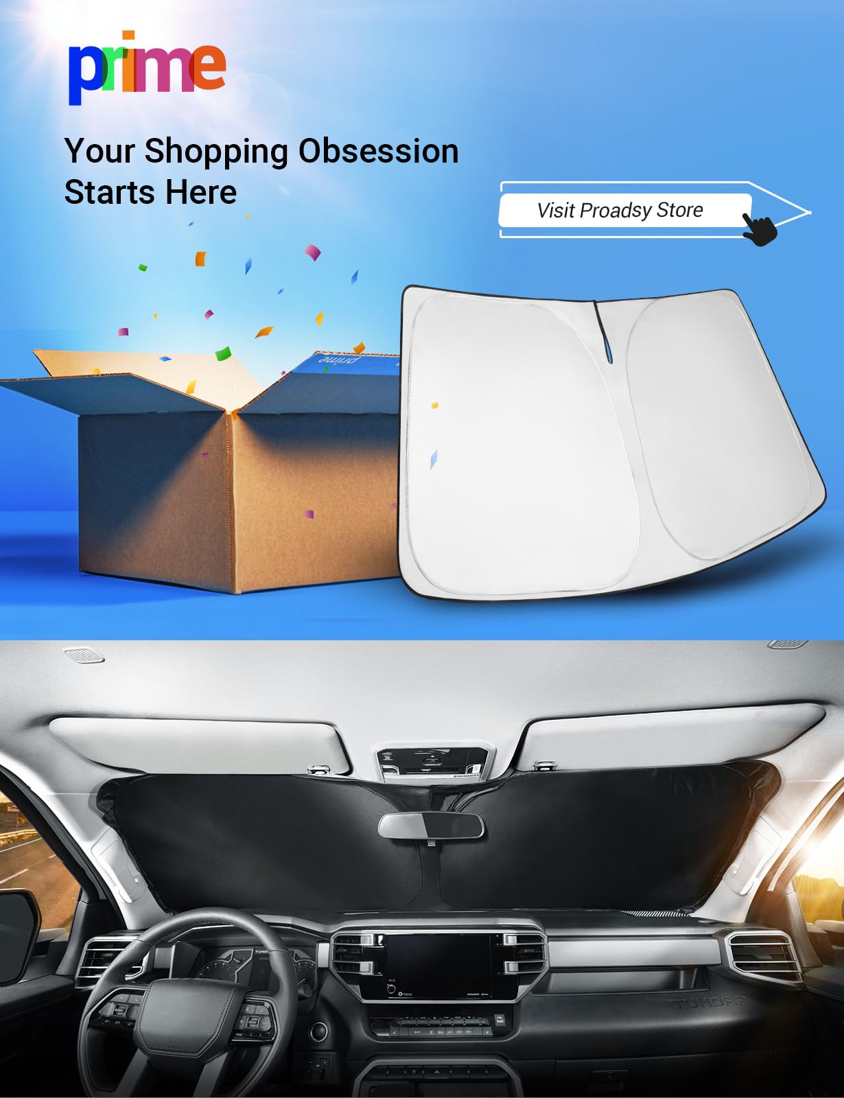 Proadsy 2025 Upgrade Windshield Sun Shade Custom Fit Kia Sorento 2015-2020 4-Layer Foldable Front Sunshade Protector Sun Visor B