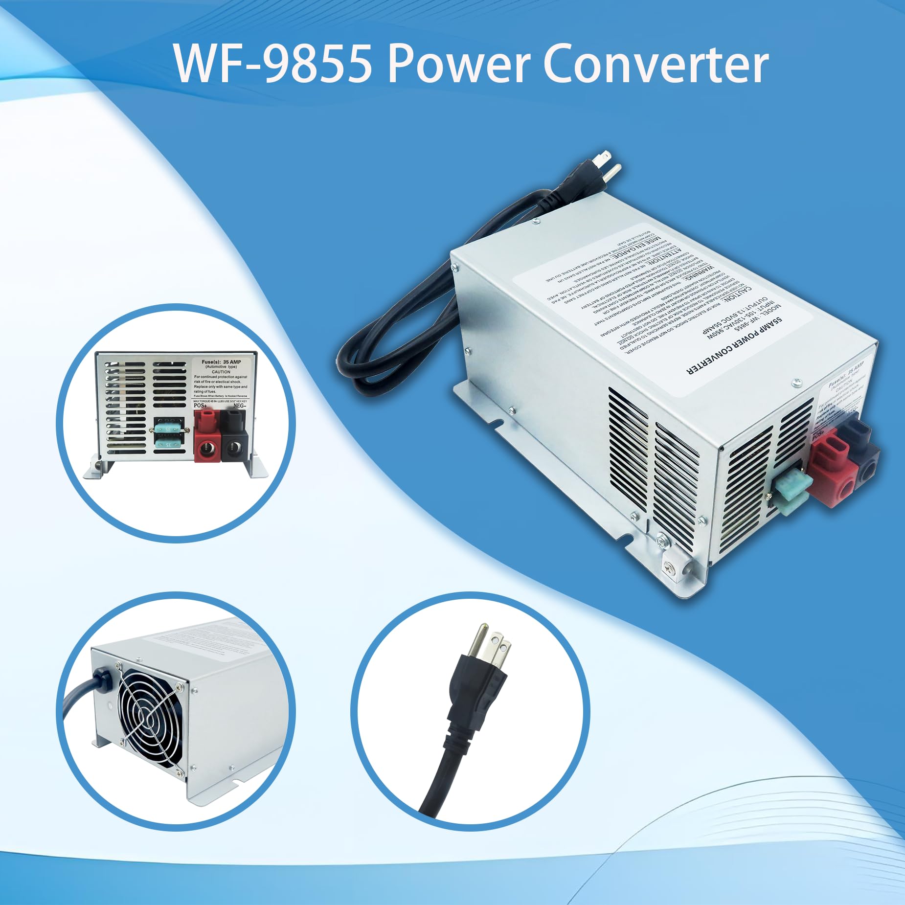 MAOYUMAO WF-9855 55 Amp Deck Mount RV Power Converter, Compatible with WF-9800 Series, Reliable & Efficient Power Solution