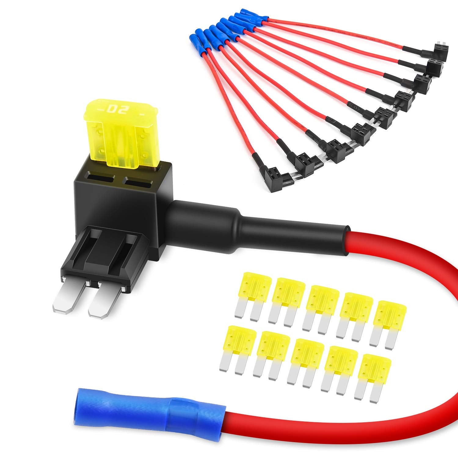 Nilight 10 Pack Micro 2 Fuse Tap 12V Car Add A Circuit Atr Blade Fuse Adapter With 20A Fuse Micro Ii Fuse Holder Add On Dual Cir