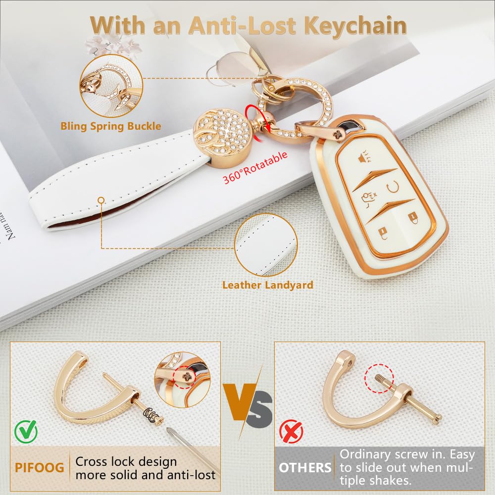 Pifoog Key Fob Cover Accessories For Cadillac Premium Tpu Keys Case Shell Keychain For Cadillac Xt5 Xt6 Xt4 Cts Ct6 Ats Srx Xts