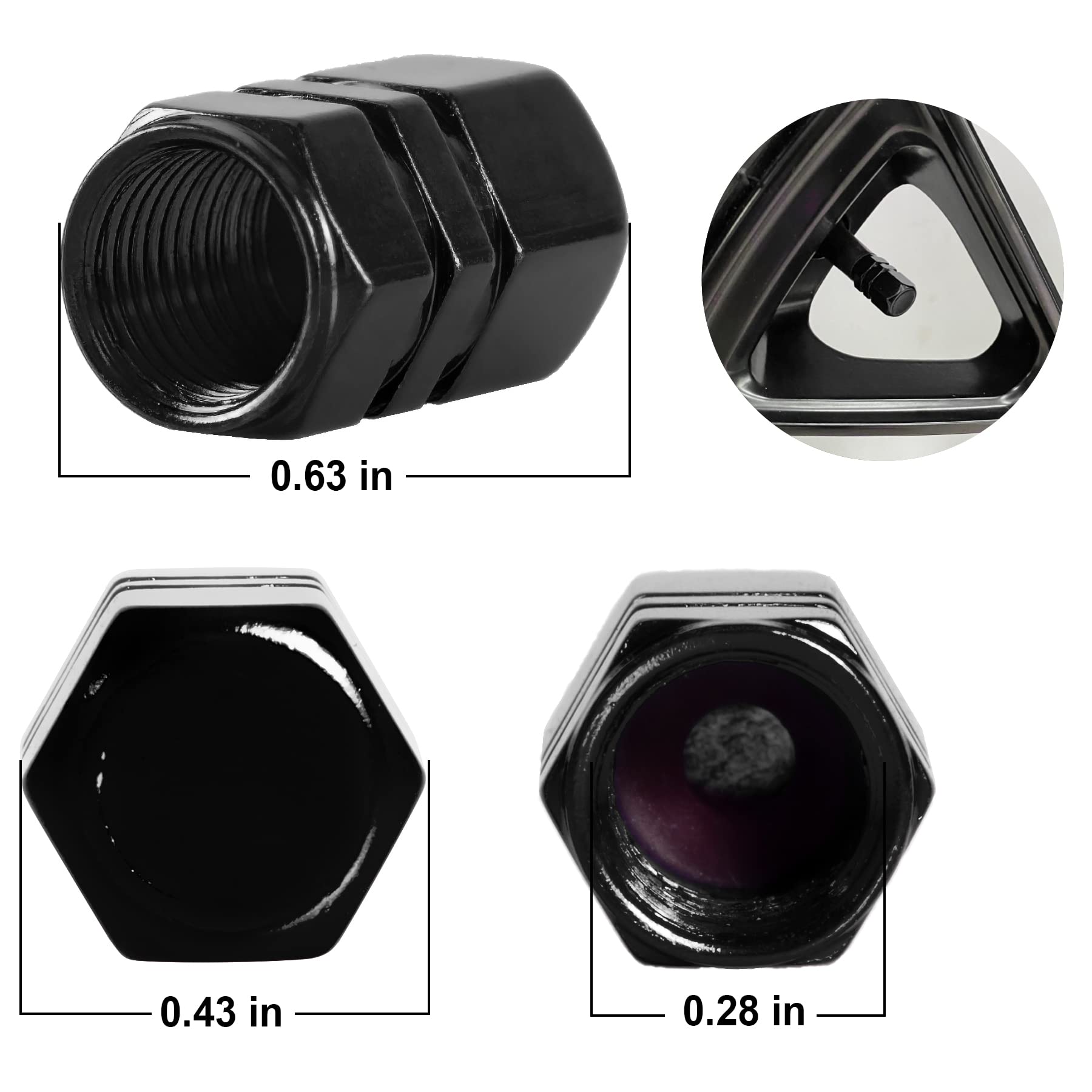 Justtop Car Tire Valve Stem Caps, 12Pcs Air Caps Cover, Universal For Cars, Suvs, Bike, Trucks And Motorcycles-Black
