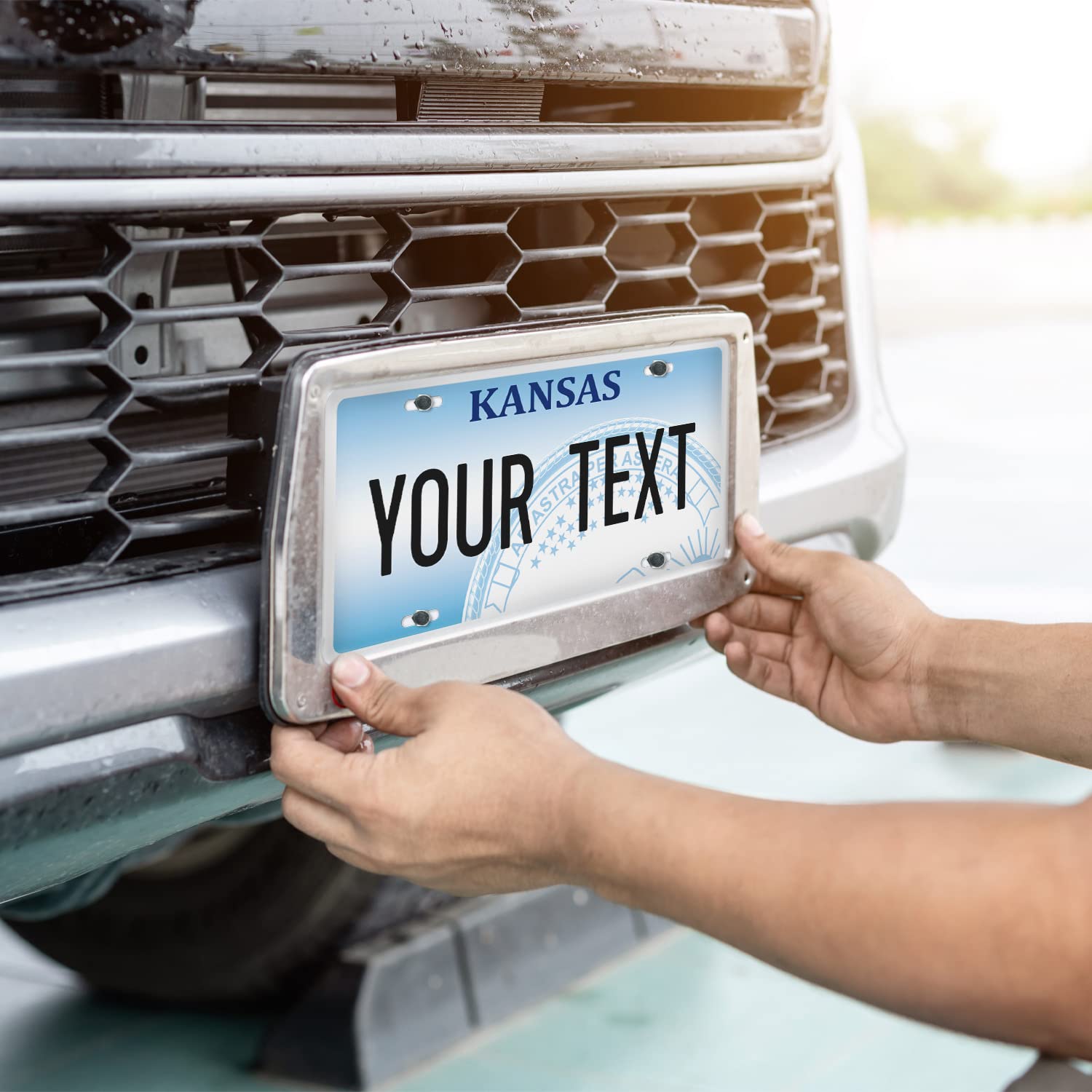 Custom Kansas License Plate, Personalized 50 States Fake License Plate For Front Of Car Sign 6X12 Inches, Rust Free .040 Aluminum, Fade Resistant, Made In Usa By Sigo Signs