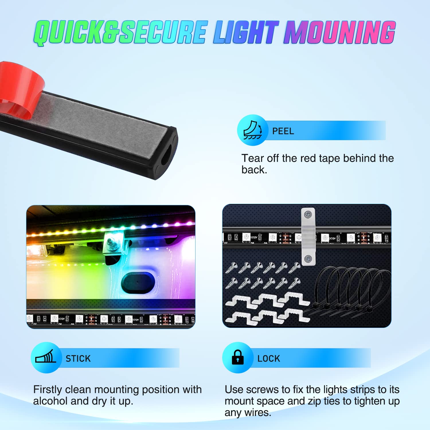 Nilight Truck Bed Light Strip Rgb-Ic Led Lights For Truck Bed Pickup Multi Dream Color Diy Music Synchronous With App And Rf Rem