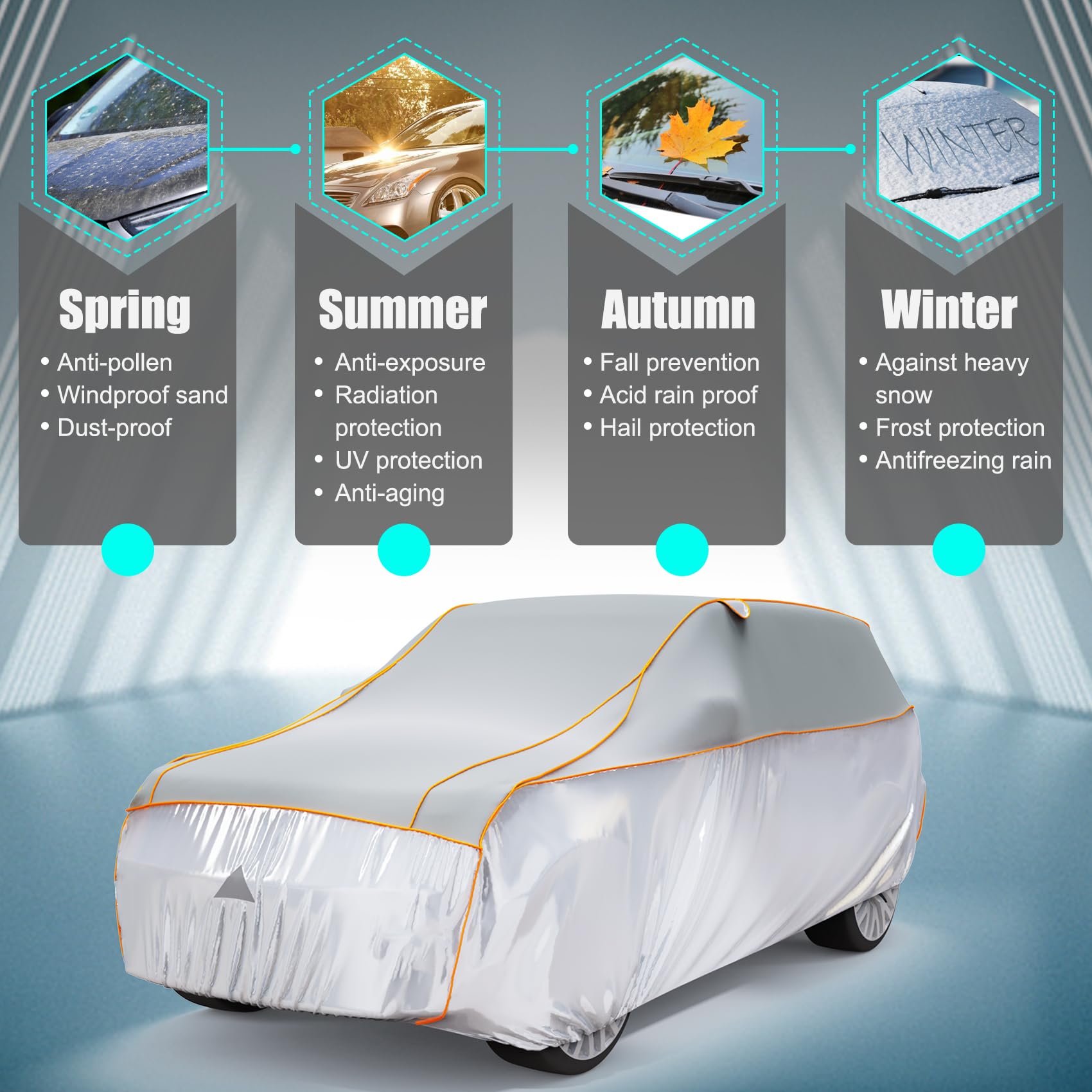 Pulaim Anti Hail Car Cover, Hail Protector Car Cover 6 Layer Thickened, Fits Class A Sedans 191 to 200 in, Heavy Duty Anti-Hail