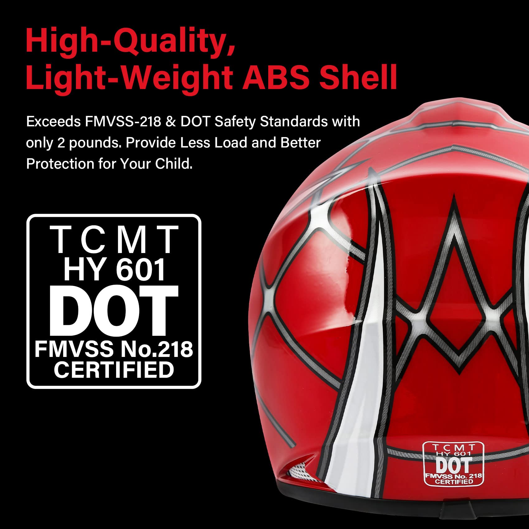 SLMOTO Dot Youth Kids Helmet Motocross Offroad Street Helmet Motorcycle Helmet Dirt Bike Motocross ATV Red Spider Design Helmet+