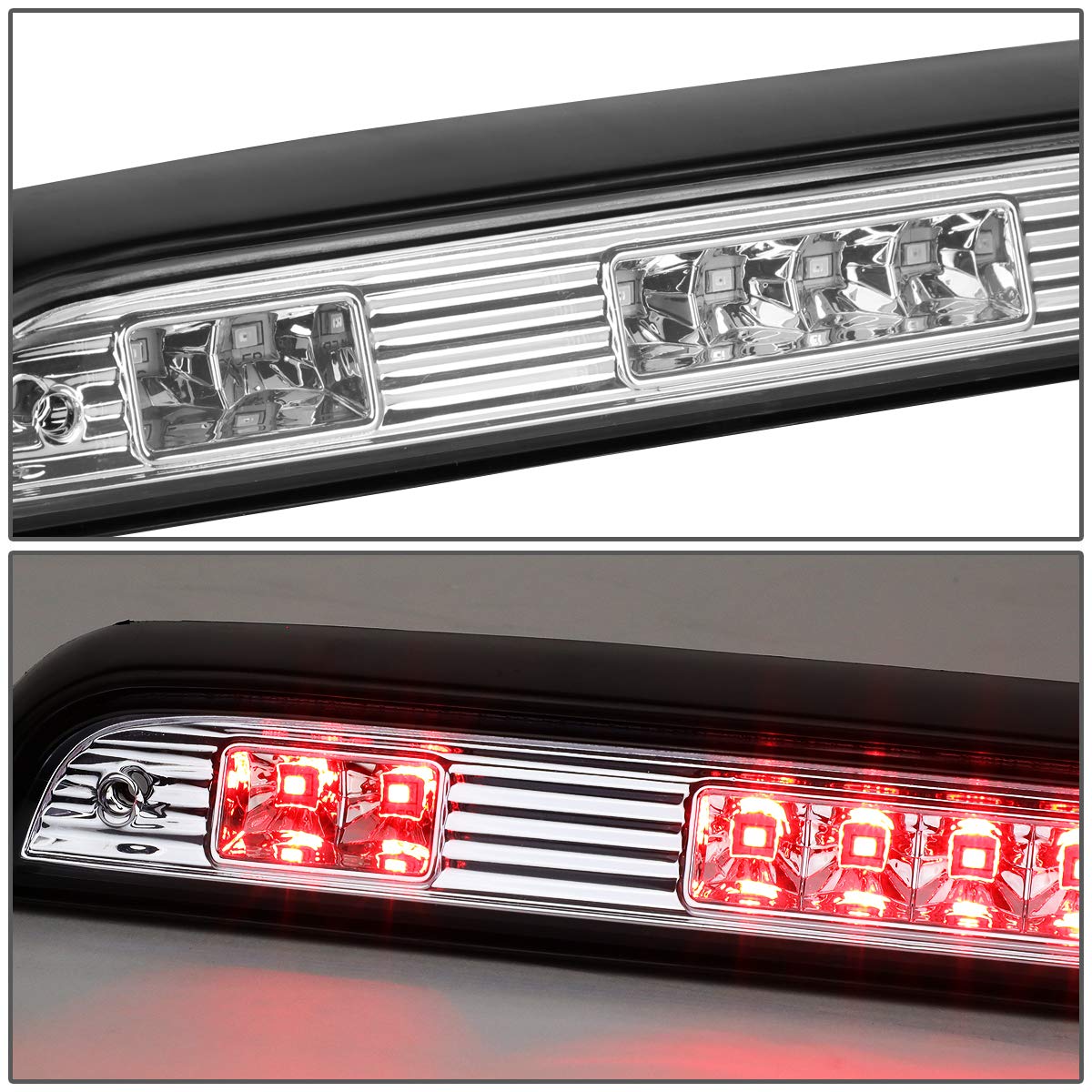 DNA MOTORING LED High Mount 3rd Brake Light for 92-96 Ford F150, 92-97 F250 F350, Chrome Housing, Model 3BL-F15092-LED