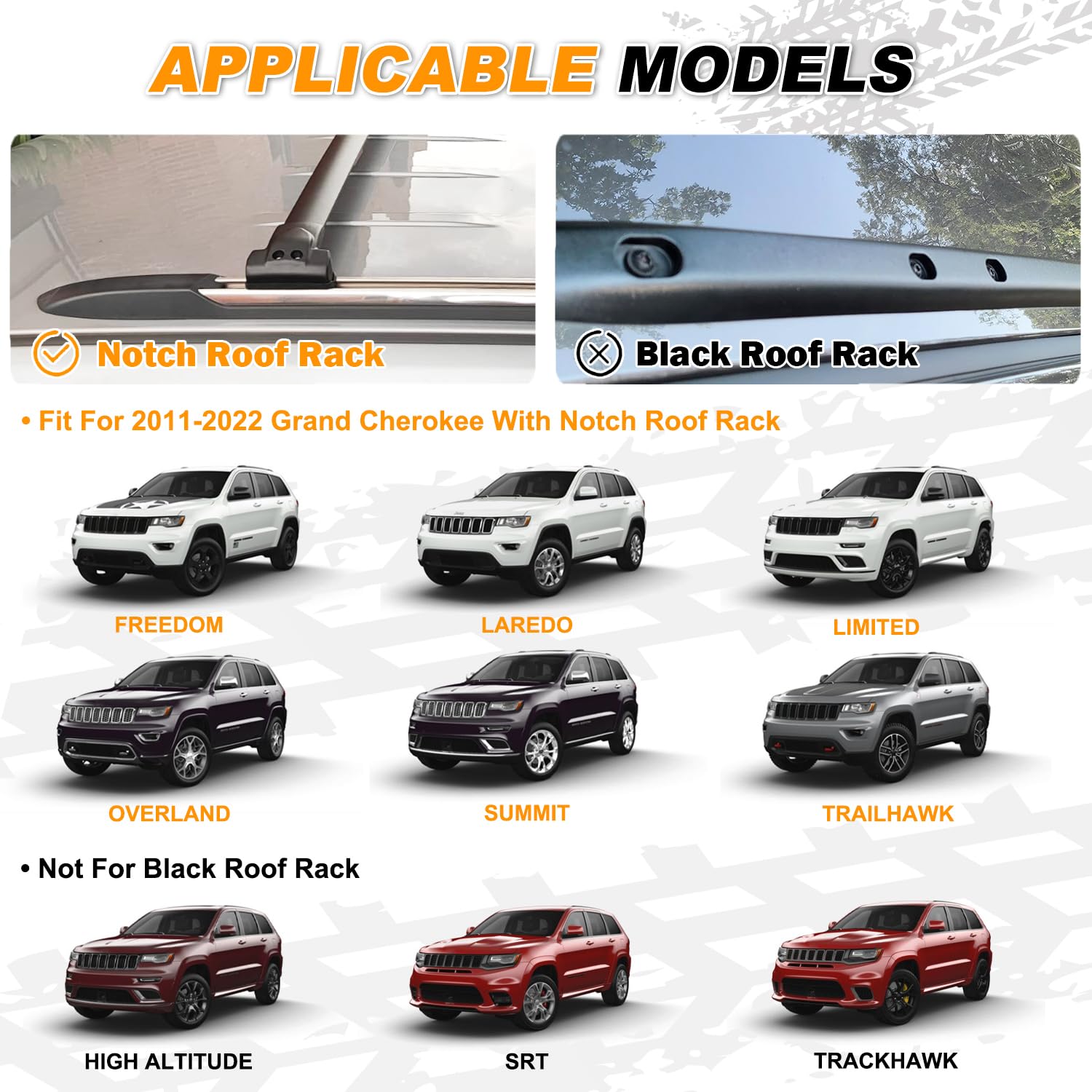 Snailfly 220 Lbs Roof Rack Cross Bars Fit For 2011-2021 Jeep Grand Cherokee Crossbars Cargo Luggage Rack, Aluminum Alloy