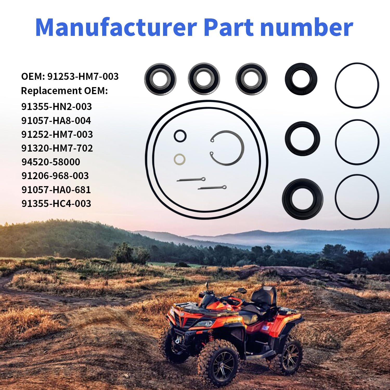 BIGLKNM Rear Axle Wheel & Brake Drum Bearing Seals & O-Ring Kit Compatible for Honda Foreman 400 450 500 Rubicon 500 Rancher 350