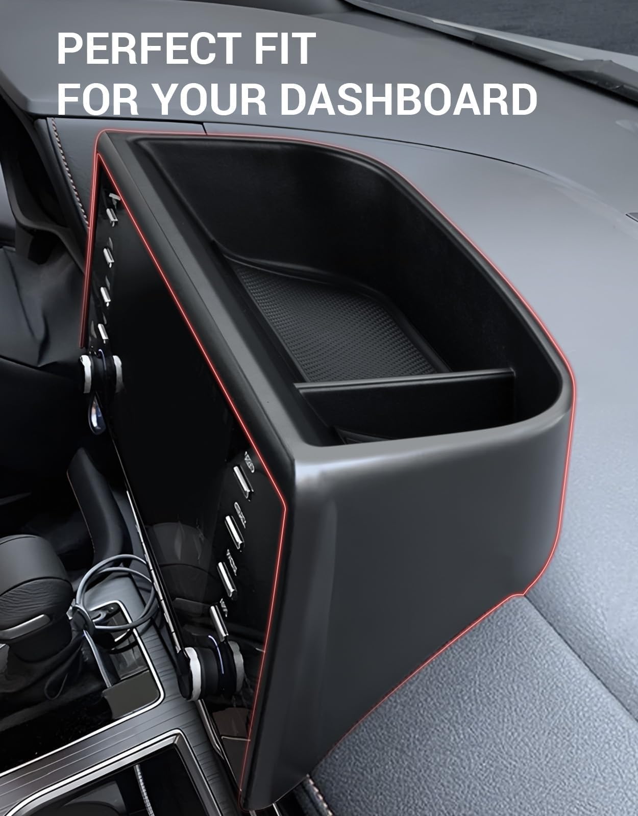 Ecarzo Center Console Dash Storage Tray for 2021-2024 Toyota Sienna, Black, ABS Material, Sunglass Holder, Model ECZ072