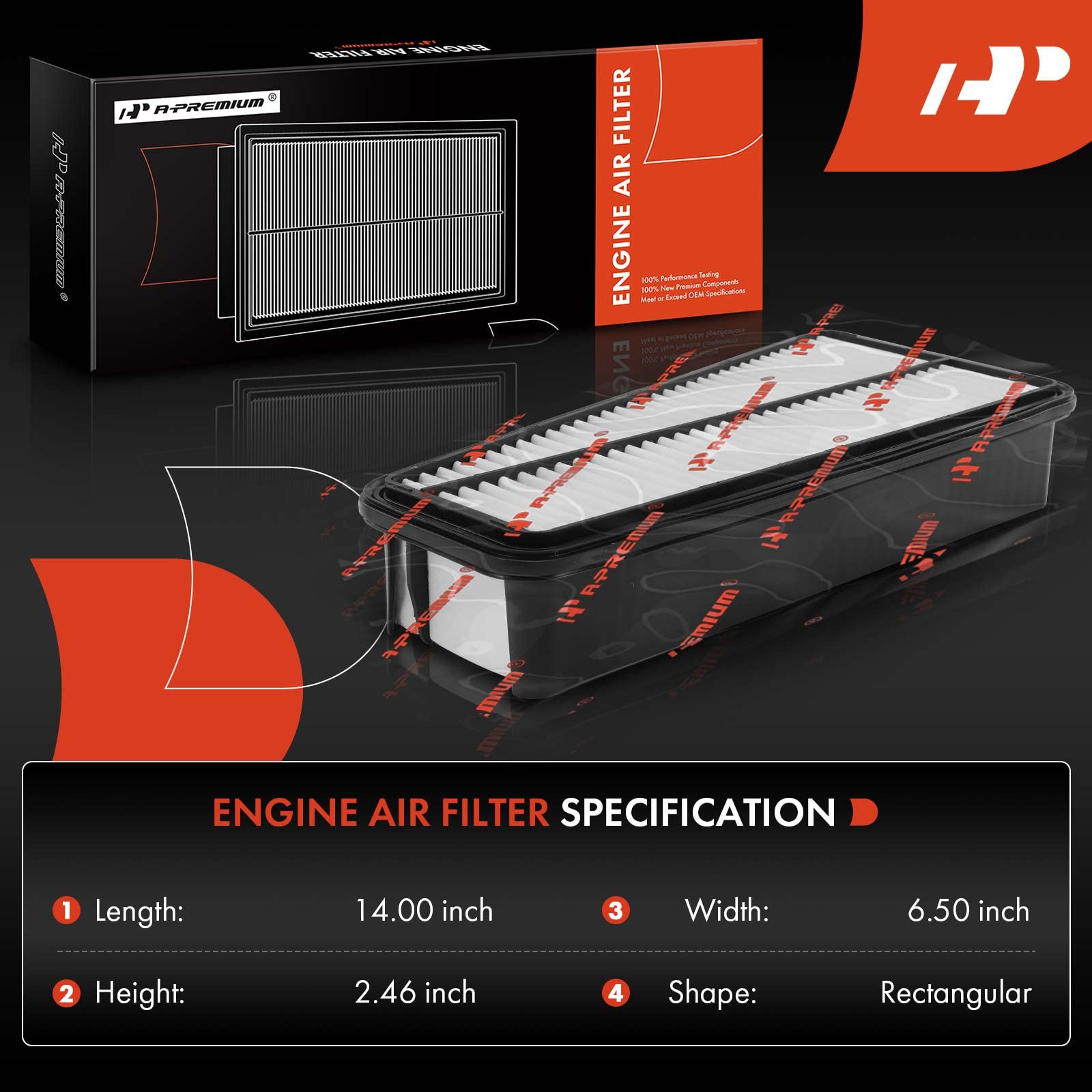 A-Premium Engine Air Filter Compatible With Toyota Models - Tacoma 2005-2015, Tundra 2005-2010, 4Runner 2003-2009, Fj Cruiser 20