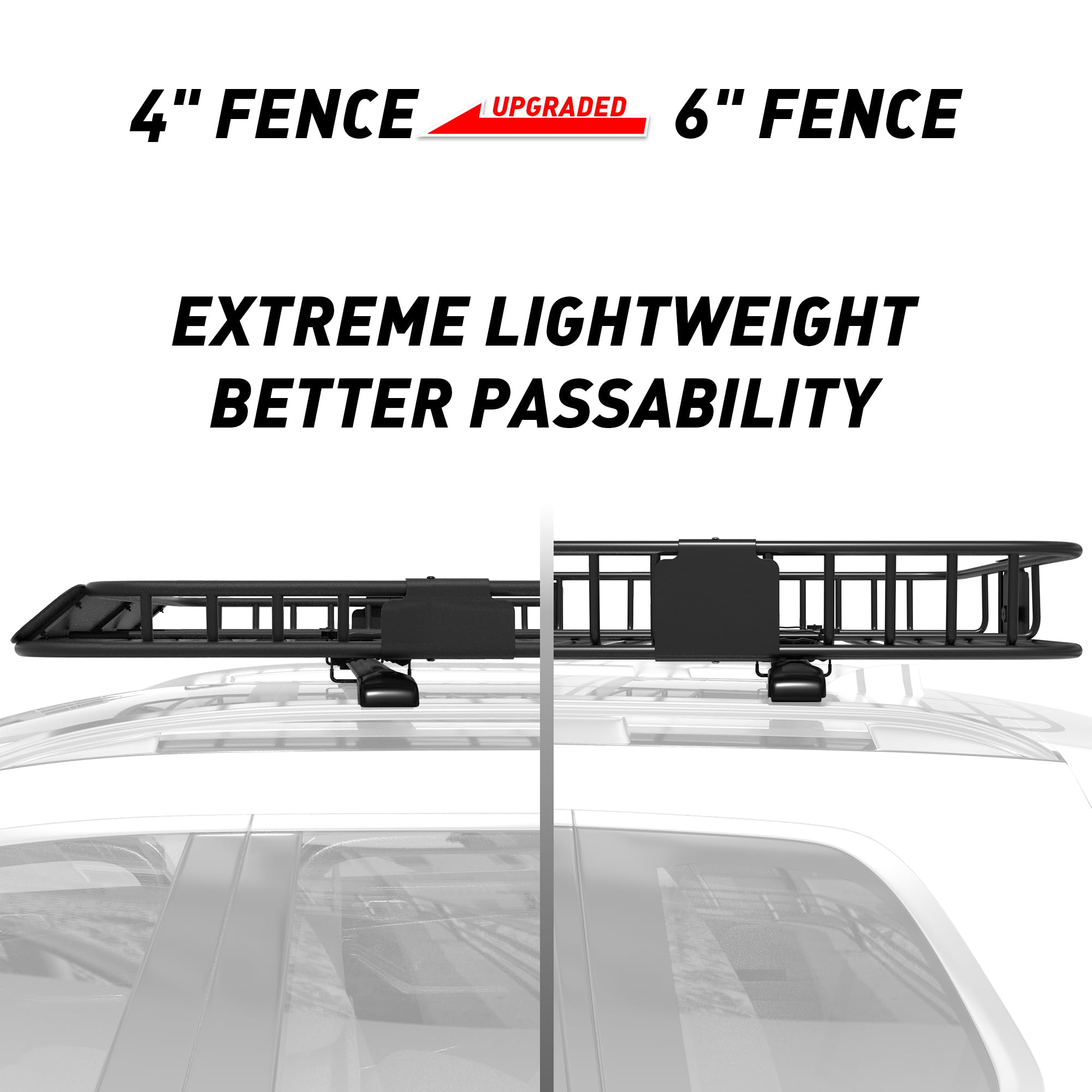 Wildroad Car Roof Cargo Carrier Combo Of Upgraded 84''X 39''X 4'' Roof Rack Cargo Basket, Super Duty Bungee Cargo Net. Universal