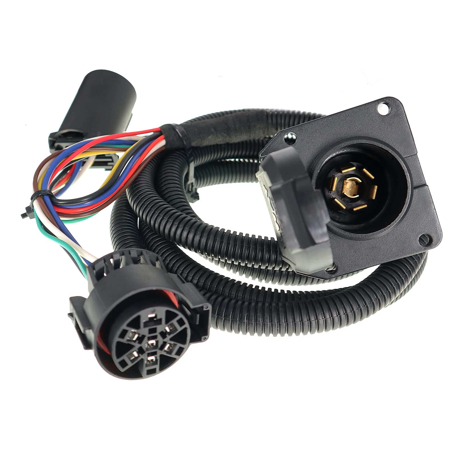 CARROFIX Vehicle-Side Truck Bed 7-Pin Trailer Wiring Harness Extension - 5th Wheel and Goose-Neck Custom Wiring Harness w/ 7-Pol
